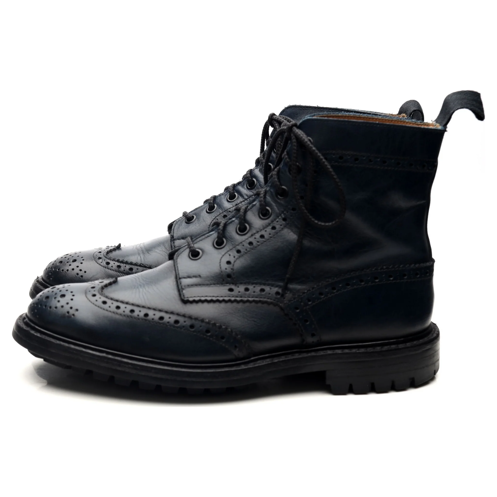 'Stow' Navy Blue Museum Leather Boots UK 9 - Image 2
