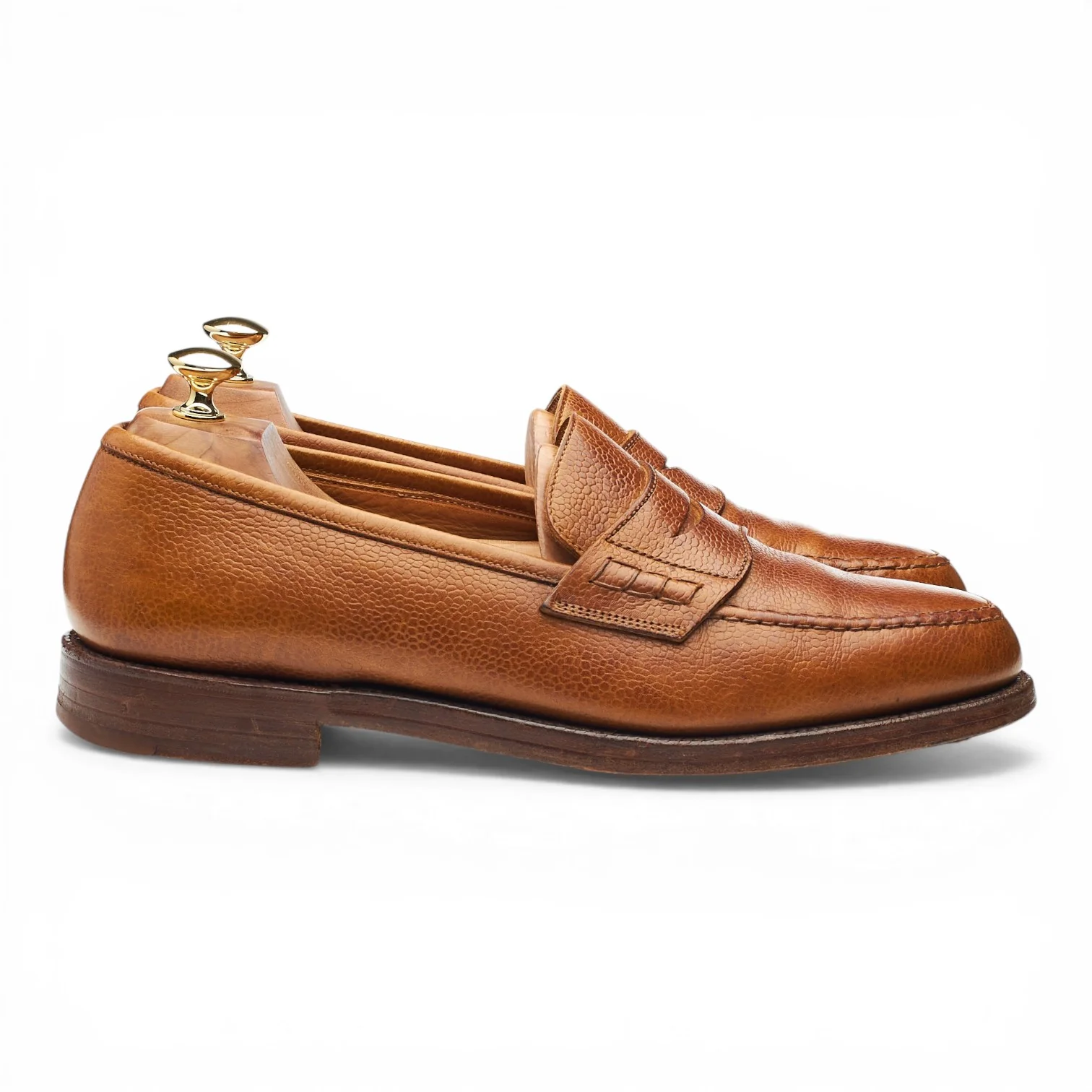 'Stowe' Tan Brown Grain Leather Loafers UK 10 E