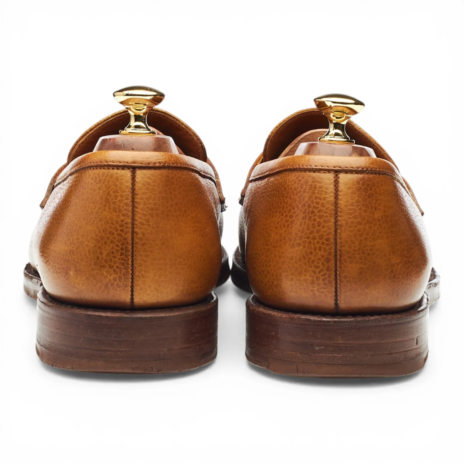 'Stowe' Tan Brown Grain Leather Loafers UK 10 E - Image 4