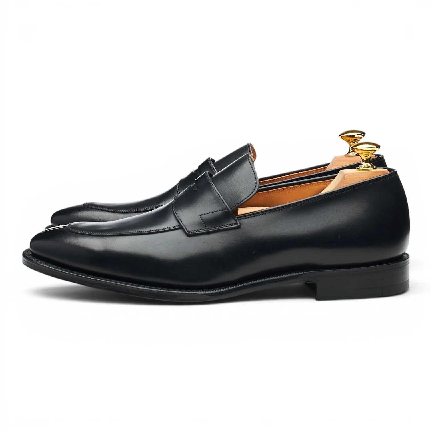 'Swanley' Black Leather Split Toe Loafers UK 7 G - Image 3