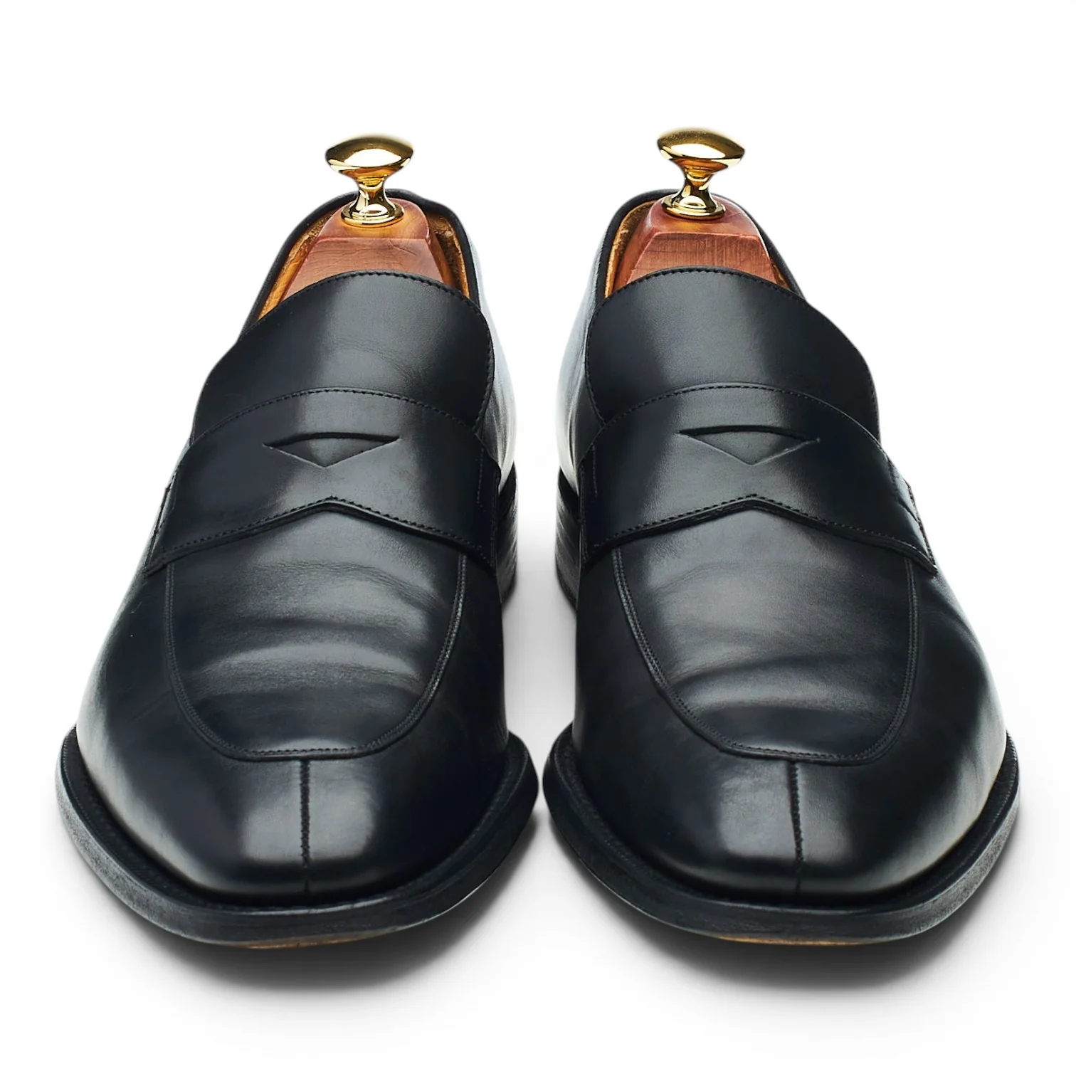 'Swanley' Black Leather Split Toe Loafers UK 9 G - Image 2