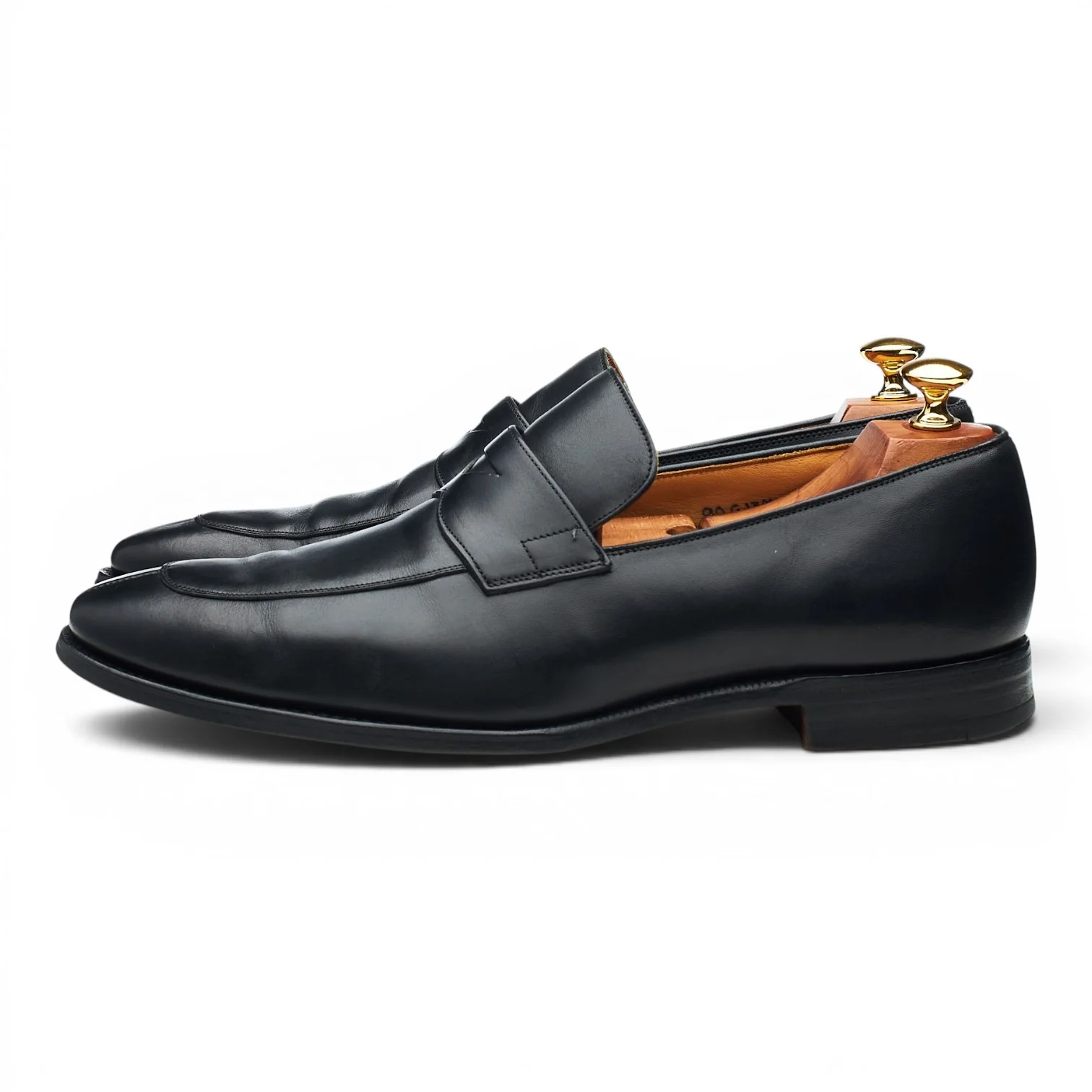 'Swanley' Black Leather Split Toe Loafers UK 9 G - Image 3