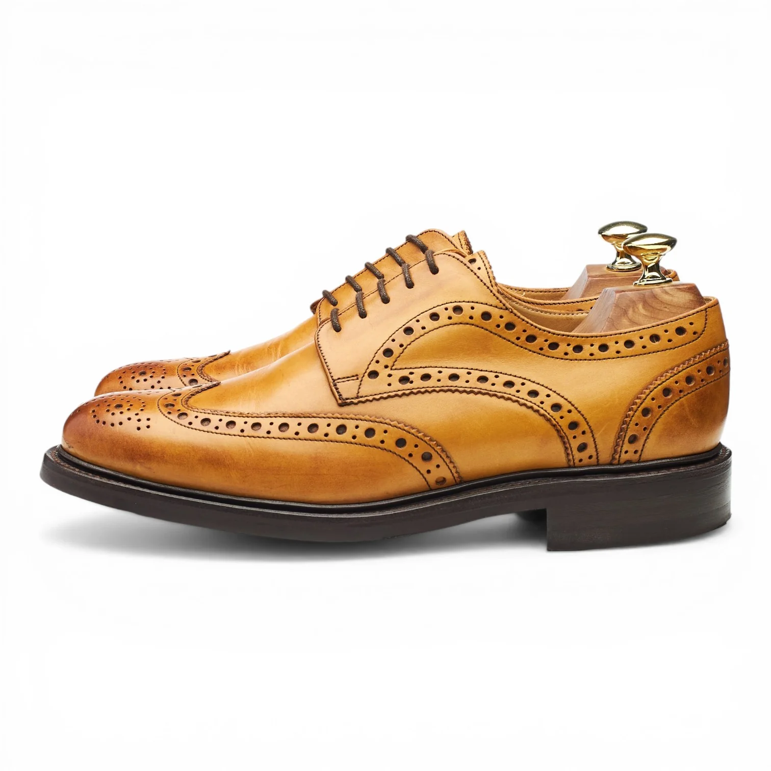 Tan Brown Leather Derby Brogues UK 7.5 F - Image 3