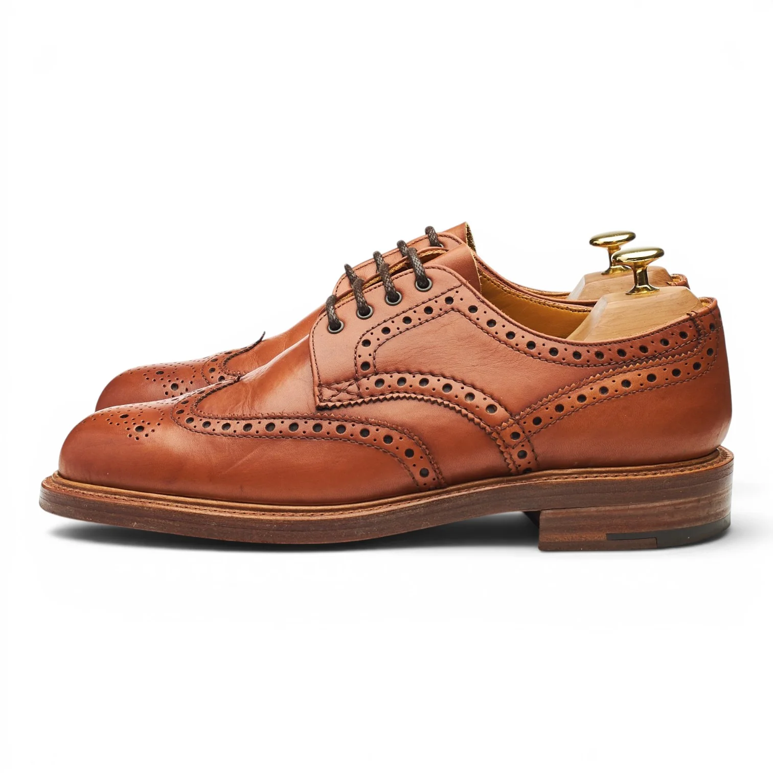 Tan Brown Leather Derby Brogues UK 8 G - Image 3