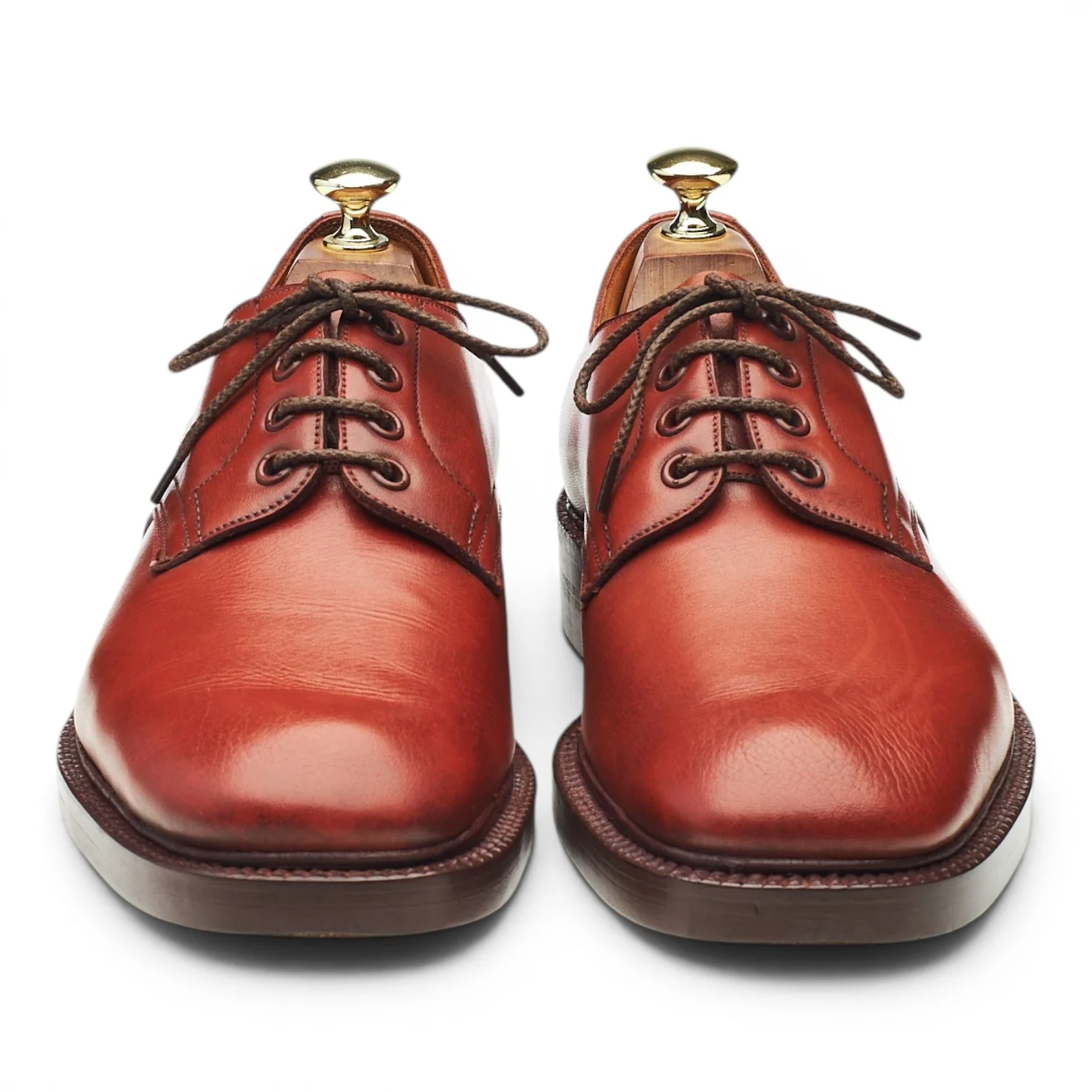 Tan Brown Leather Derby UK 7.5 E - Image 2