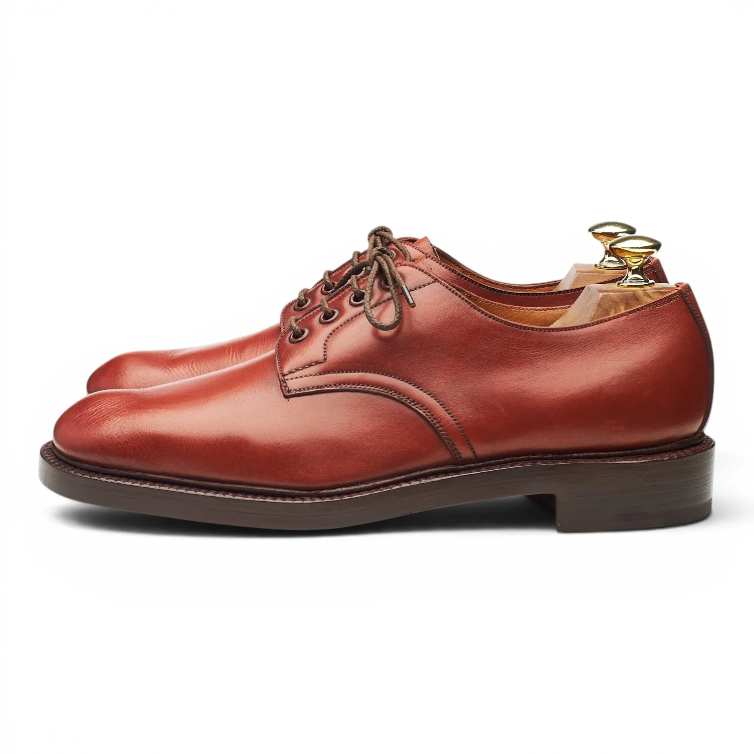 Tan Brown Leather Derby UK 7.5 E - Image 3