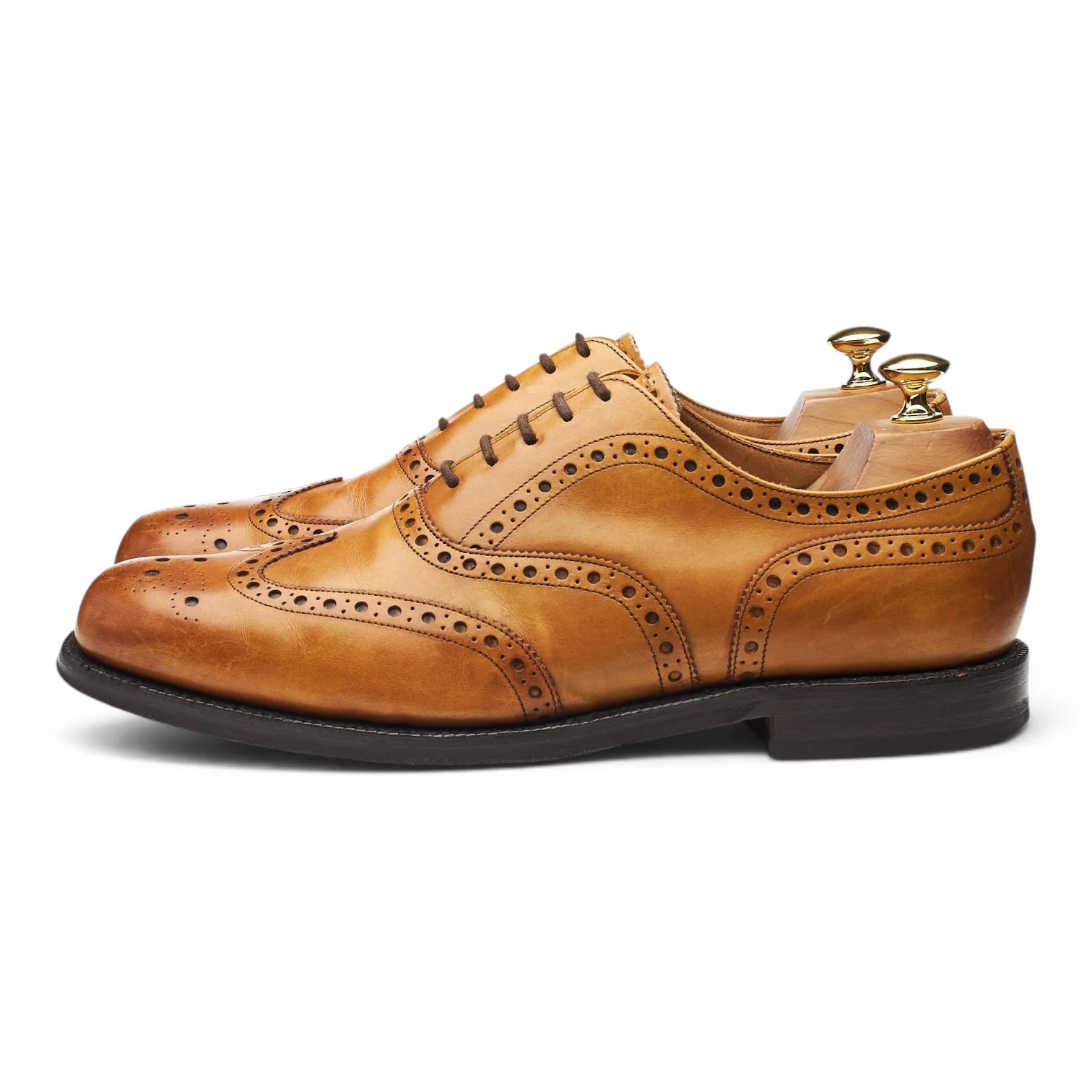 Tan Brown Leather Oxford Brogues UK 10 G - Image 3
