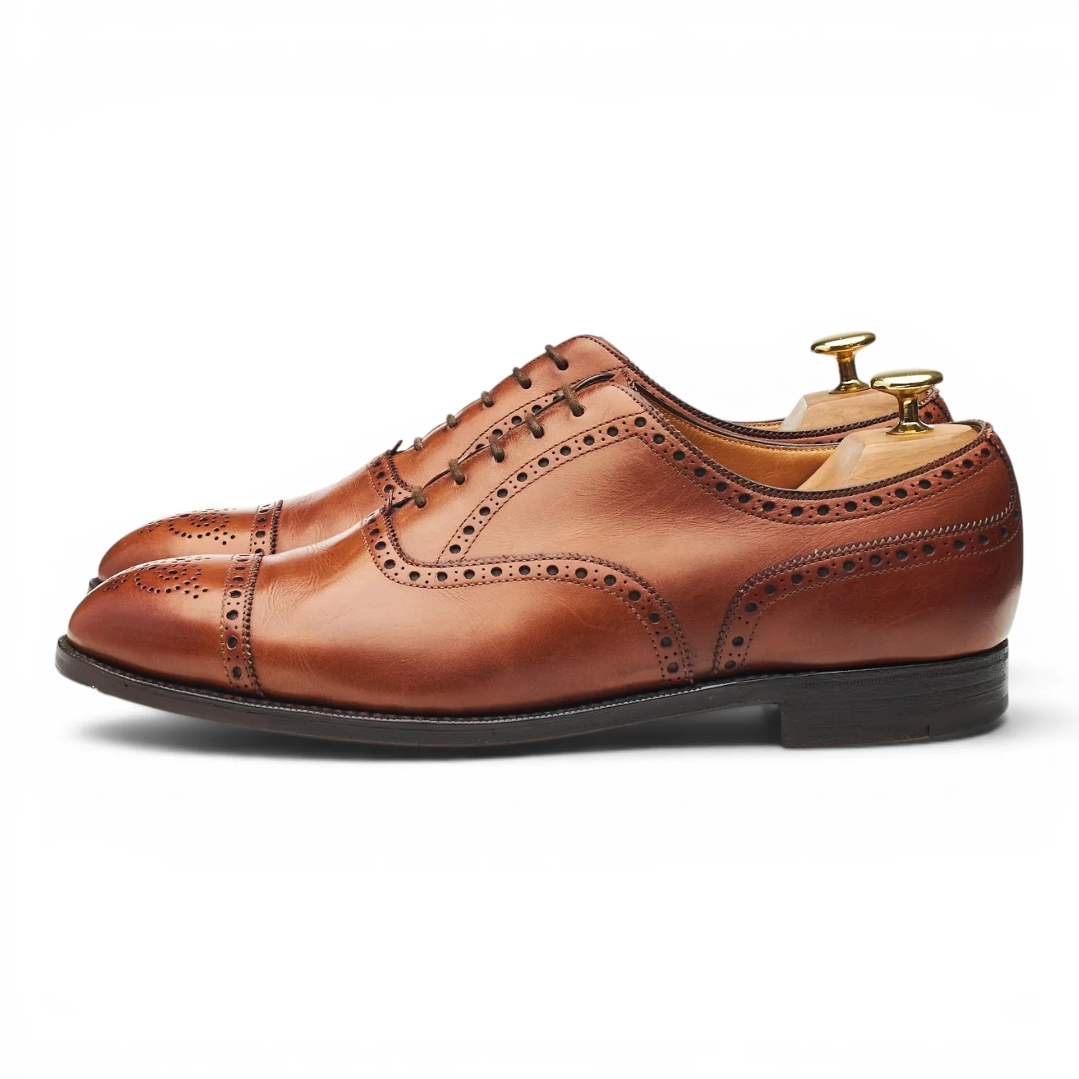 Tan Brown Leather Oxford Brogues UK 8 E - Image 3