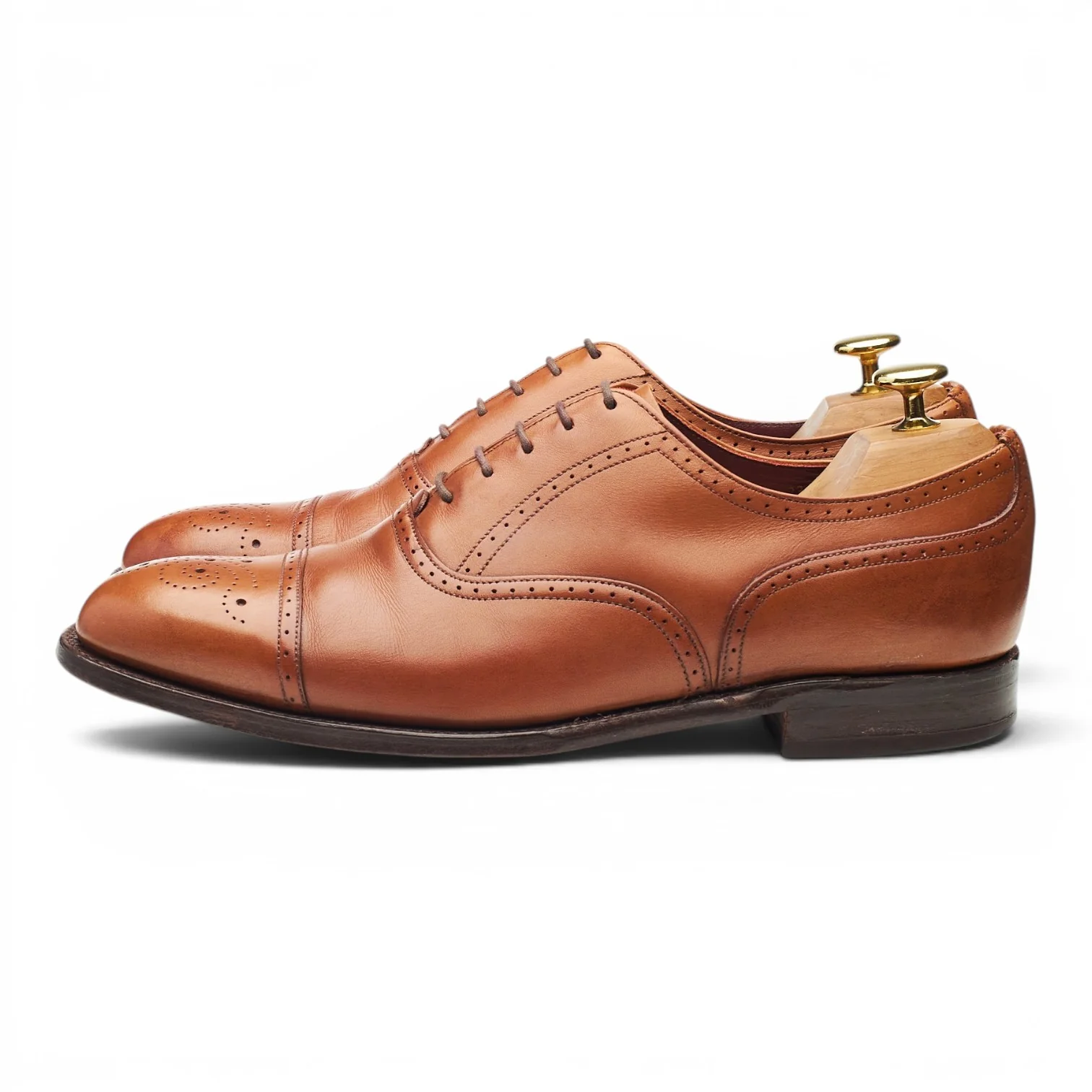Tan Brown Leather Oxford Brogues UK 8 F - Image 3