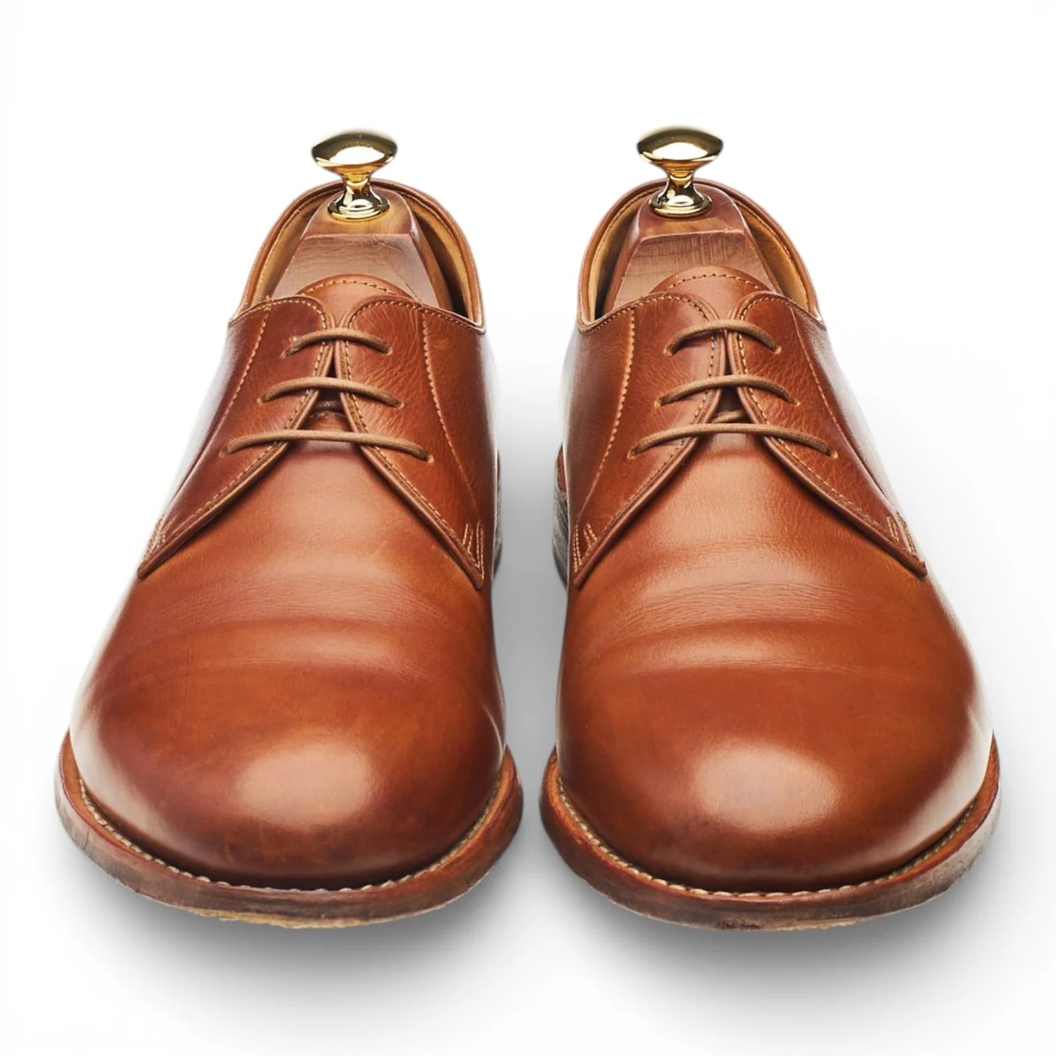 Tan Brown Leather Plain Toe Derby UK 9.5 - Image 2