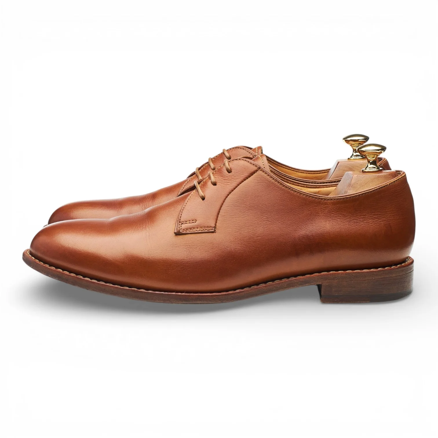 Tan Brown Leather Plain Toe Derby UK 9.5 - Image 3