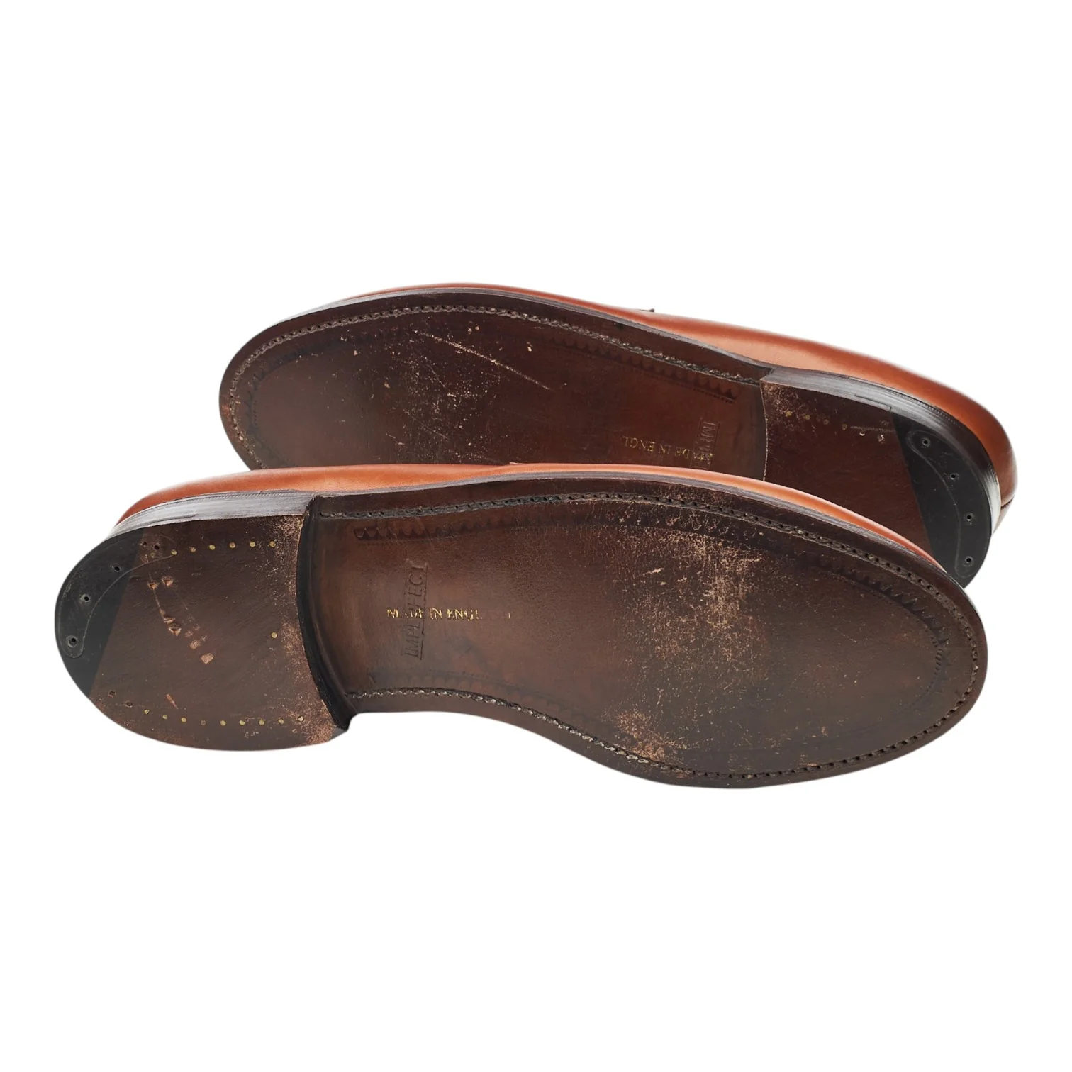 Tan Brown Leather Split Toe Loafers UK 7.5 F - Image 5