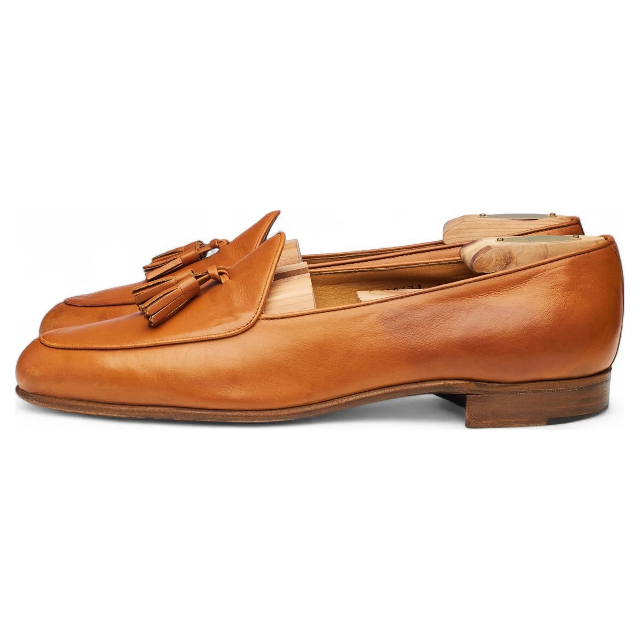 Tan Brown Leather Tassel Loafers UK 10 US 10.5 - Image 3