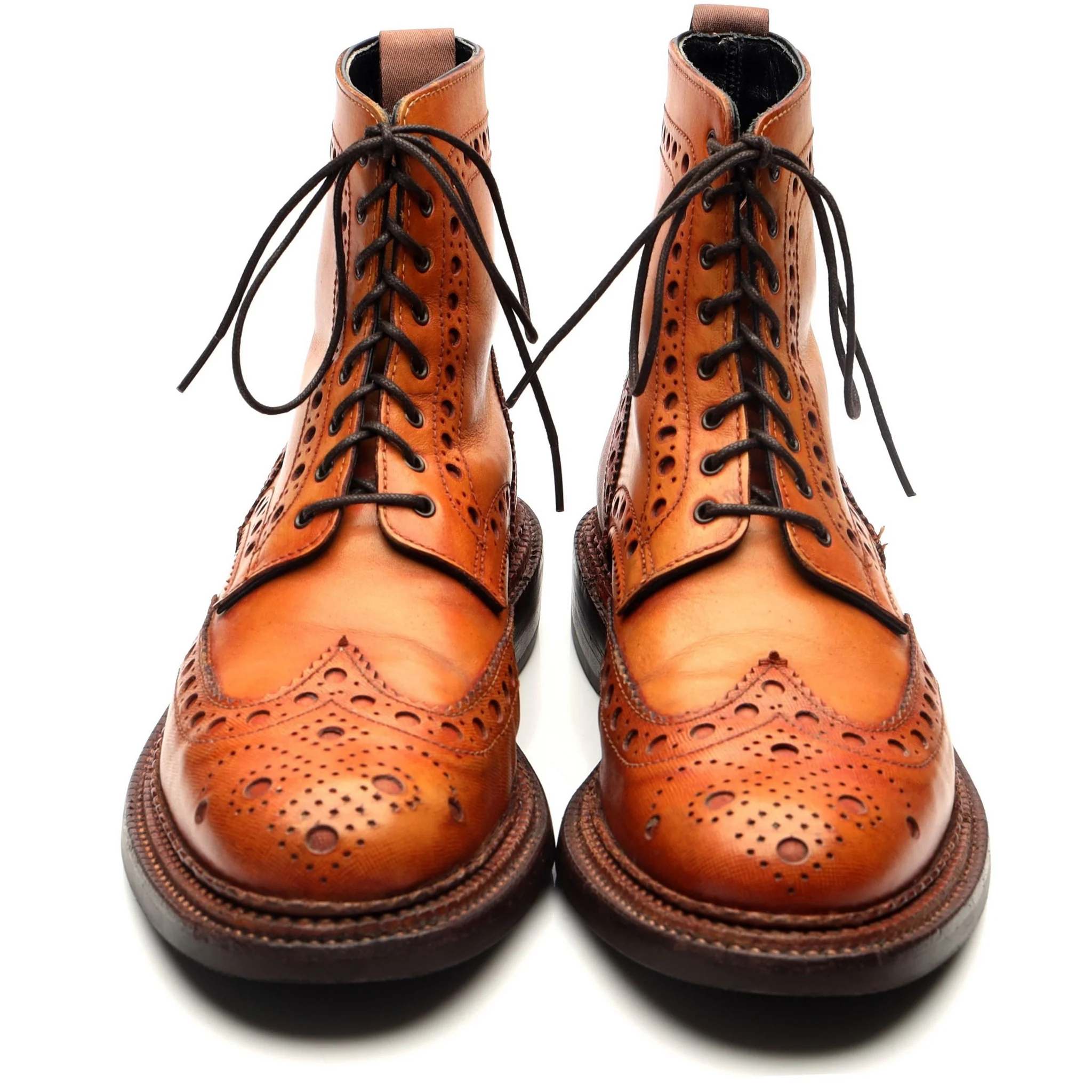 'Fred' Triple Welt Tan Brown Leather Brogue Boots UK 8 G - Image 9