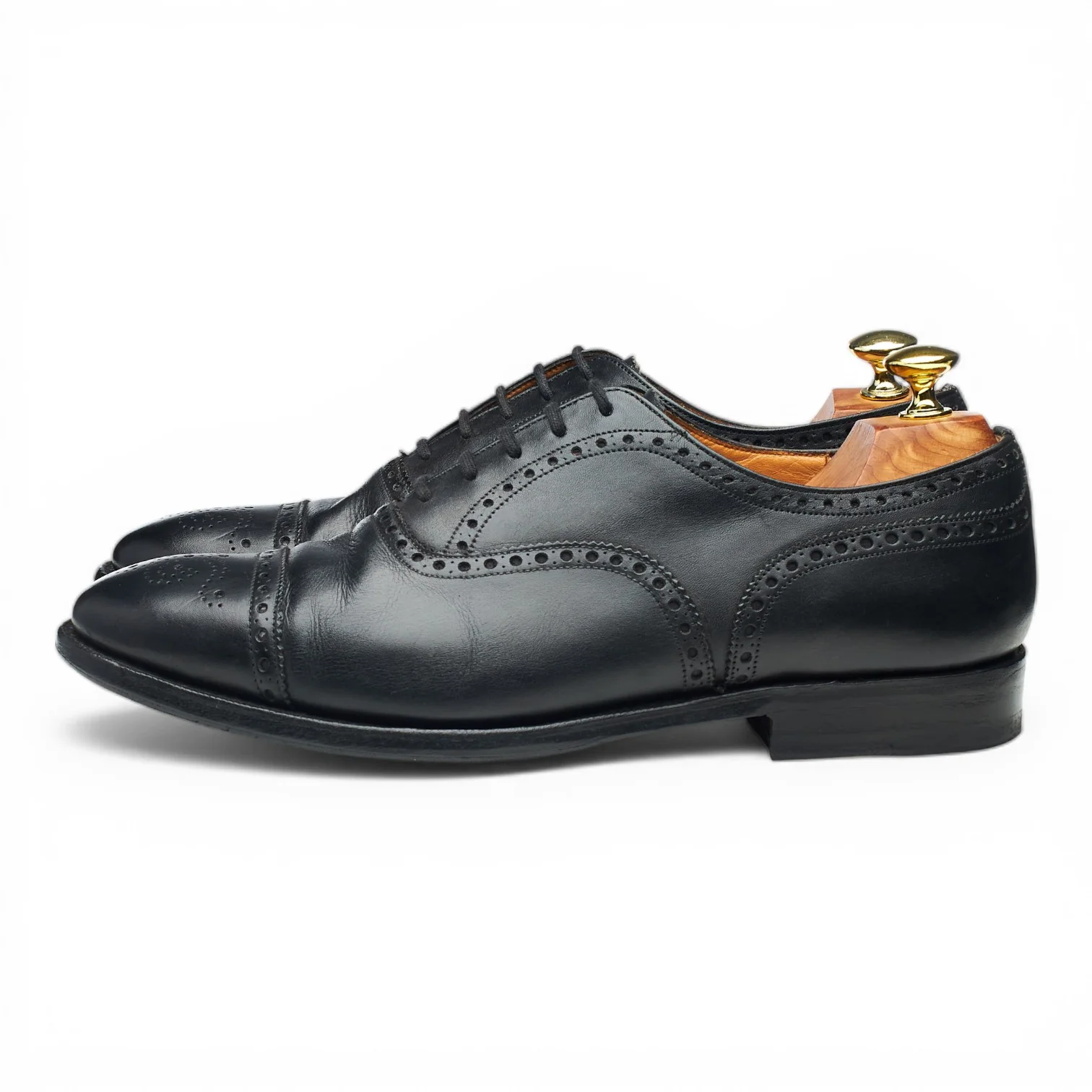 'Trent' Black Leather Oxford Brogues UK 9 F - Image 3