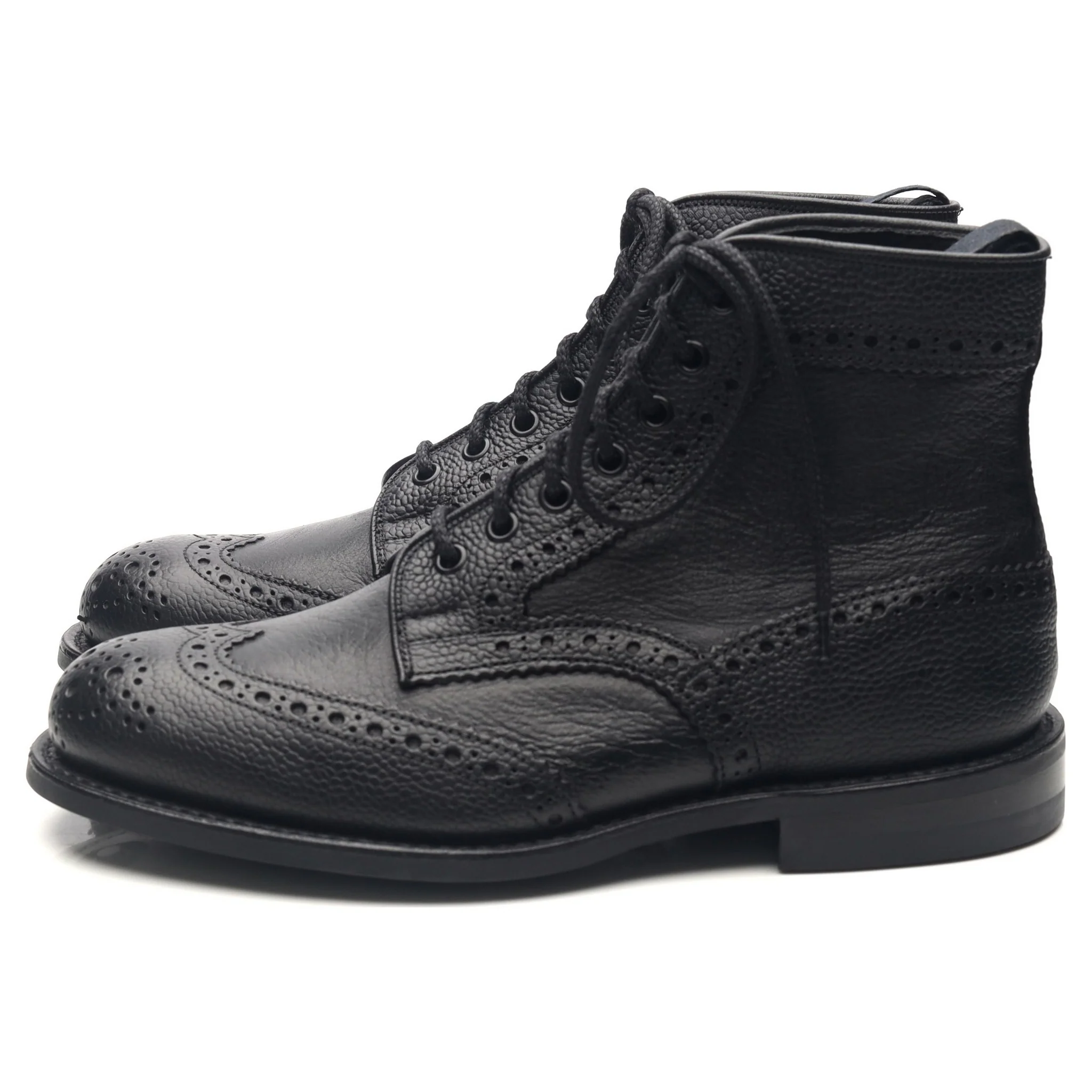 'Adstone' Black Leather Brogue Boots UK 6.5 - Image 2