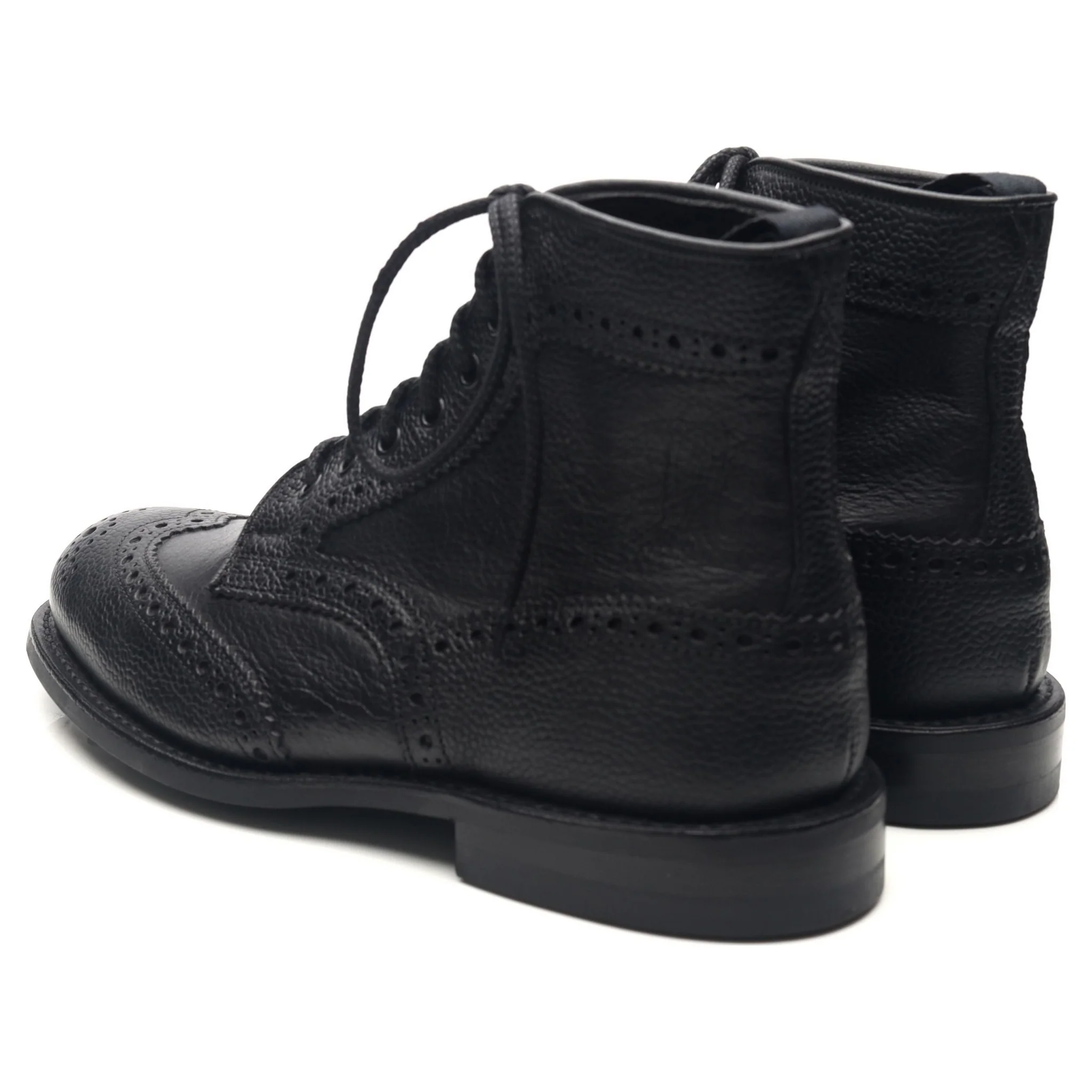'Adstone' Black Leather Brogue Boots UK 6.5 - Image 3