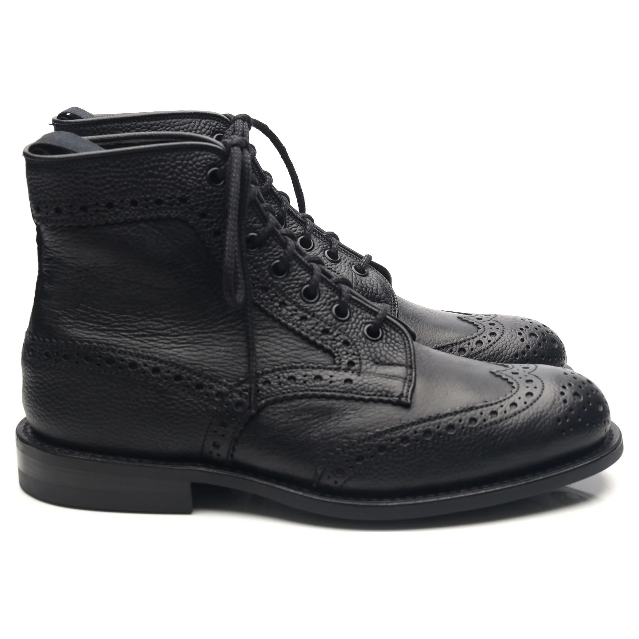 'Adstone' Black Leather Brogue Boots UK 6.5 - Image 6