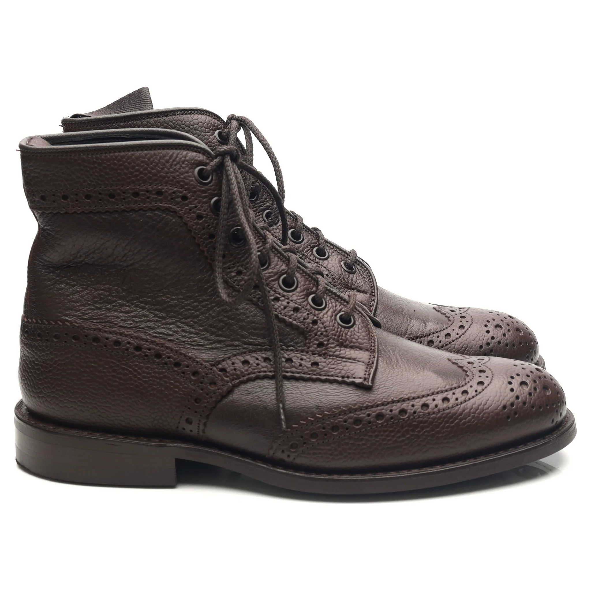 'Adstone' Dark Brown Leather Brogue Boots UK 6.5 - Image 6