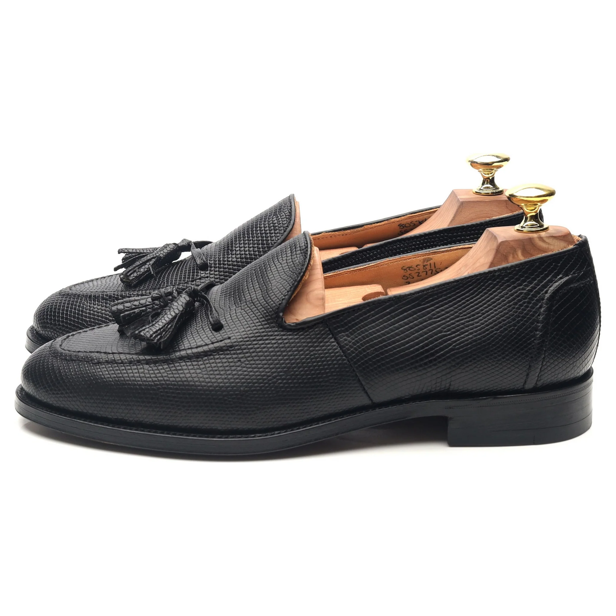 Black Leather Tassel Loafers UK 7 - Image 2