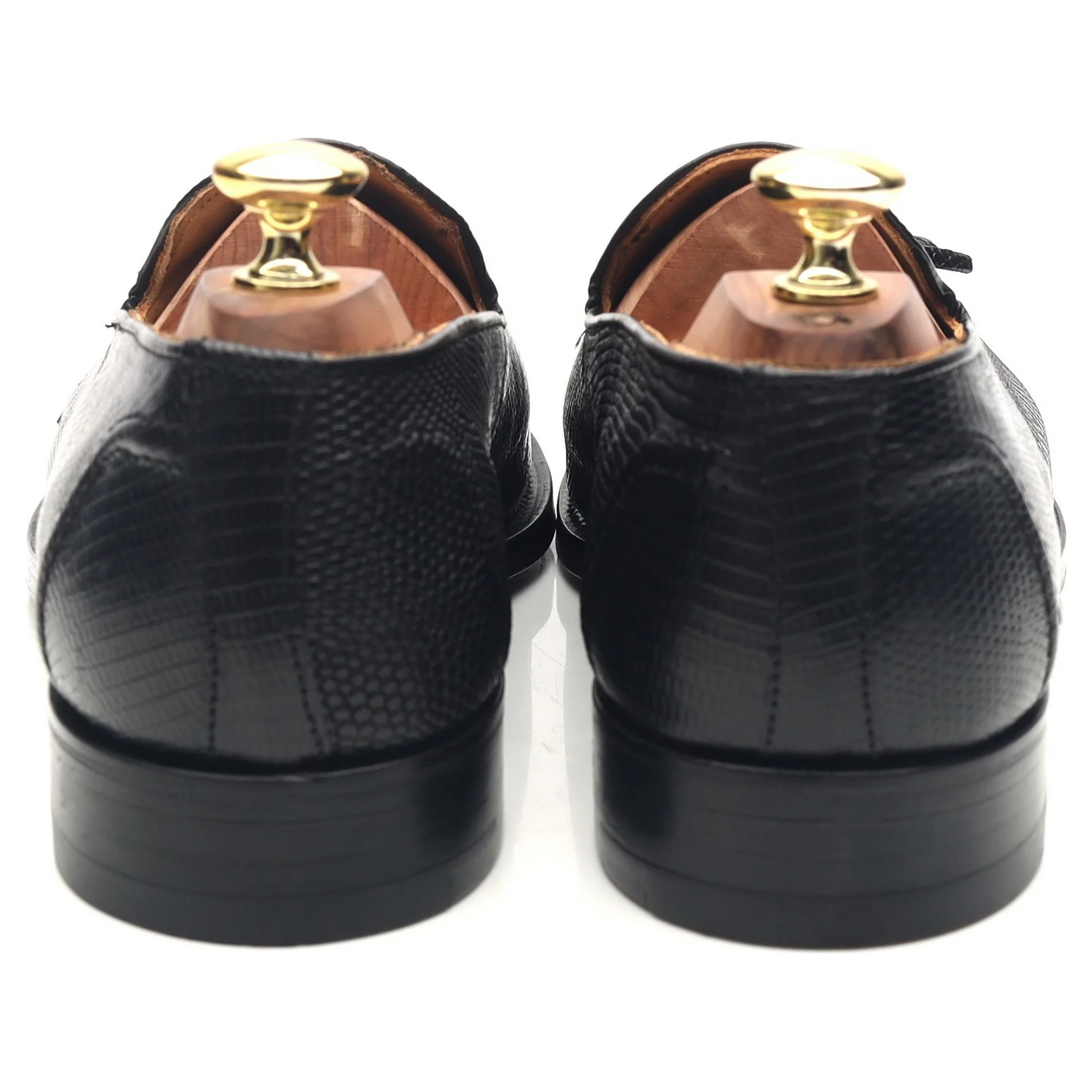 Black Leather Tassel Loafers UK 7 - Image 4