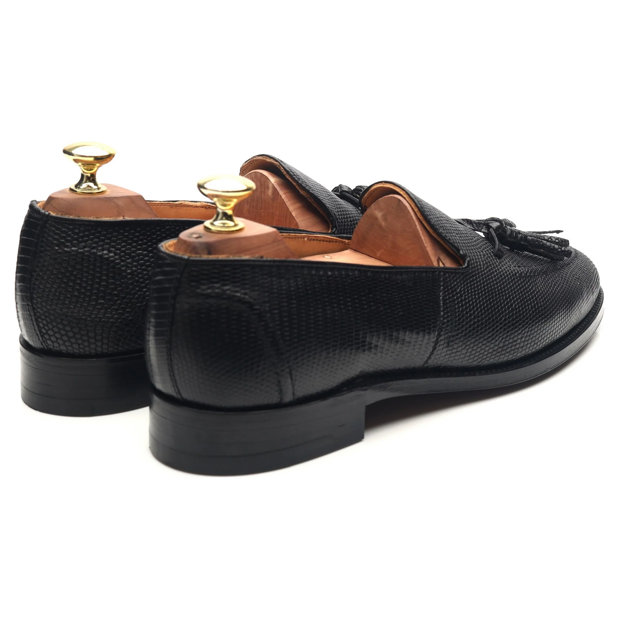 Black Leather Tassel Loafers UK 7 - Image 5