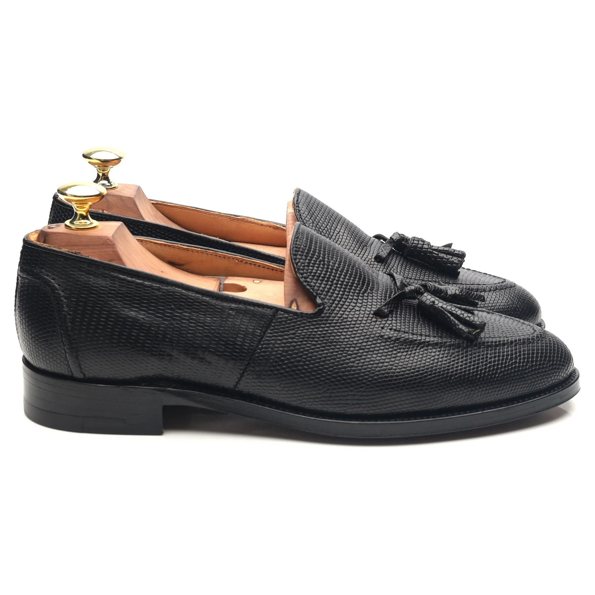 Black Leather Tassel Loafers UK 7 - Image 6