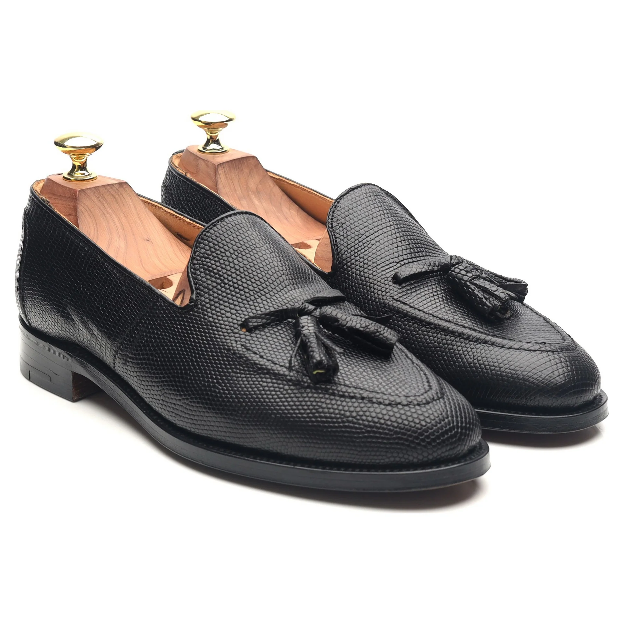 Black Leather Tassel Loafers UK 7 - Image 7