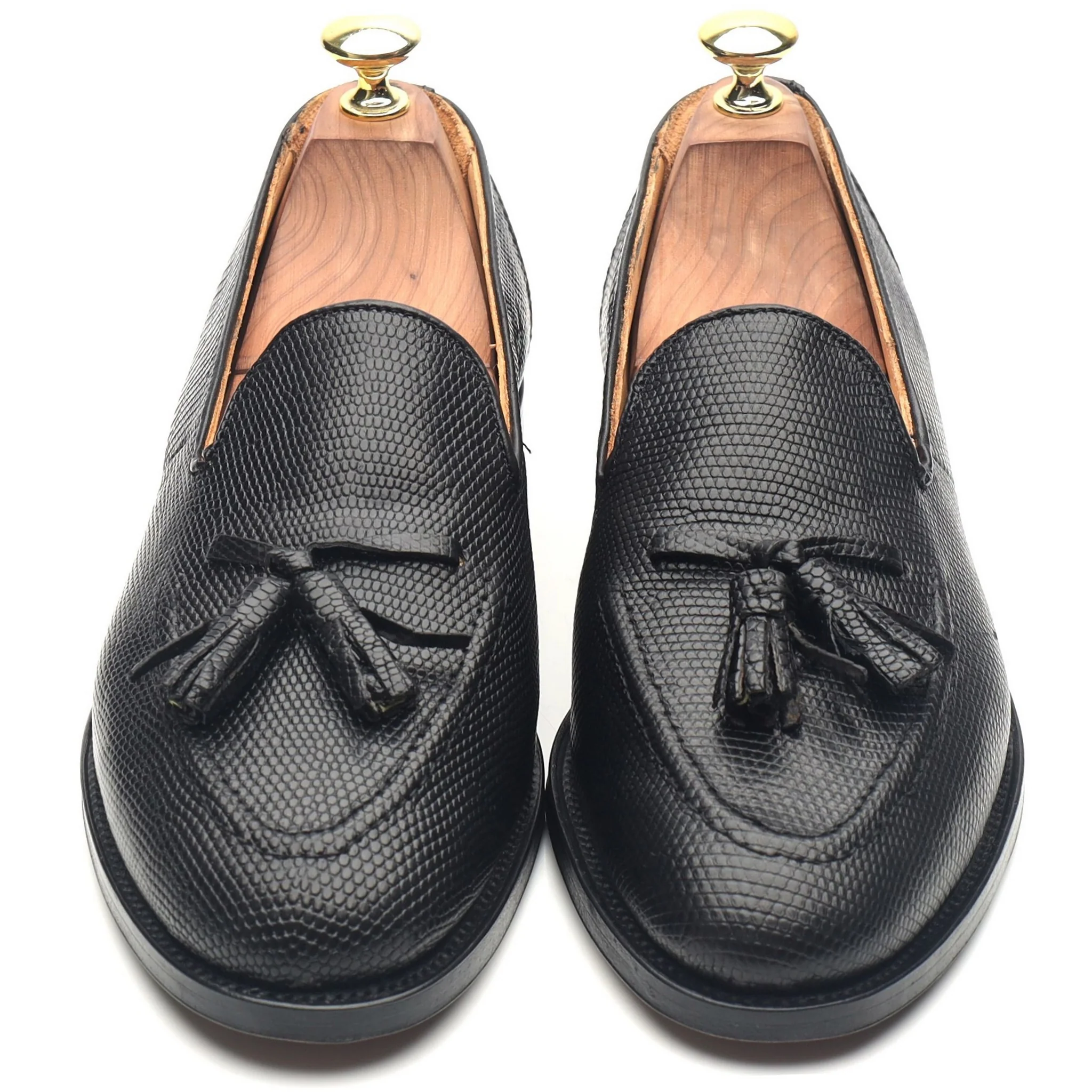 Black Leather Tassel Loafers UK 7 - Image 9