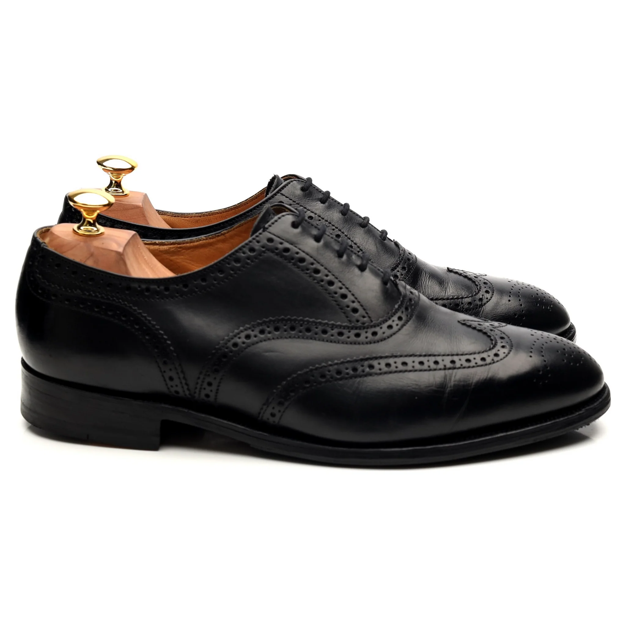 Black Leather Brogues UK 10 - Image 6