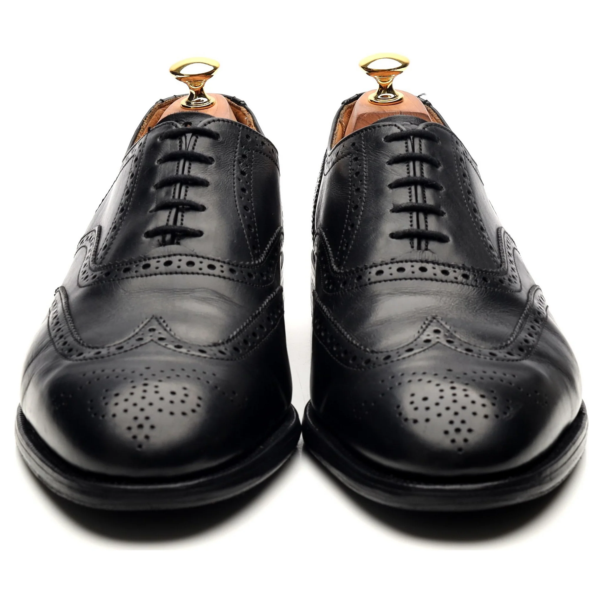 Black Leather Brogues UK 10 - Image 8