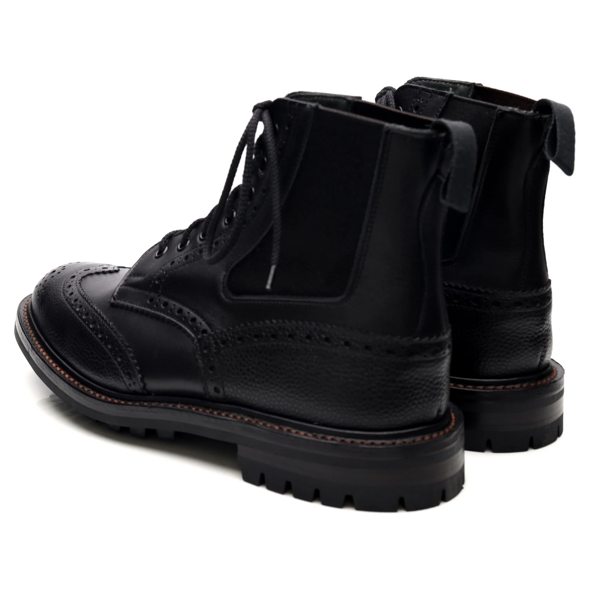'Ellis' Black Leather Brogue Boots UK 9 - Image 3