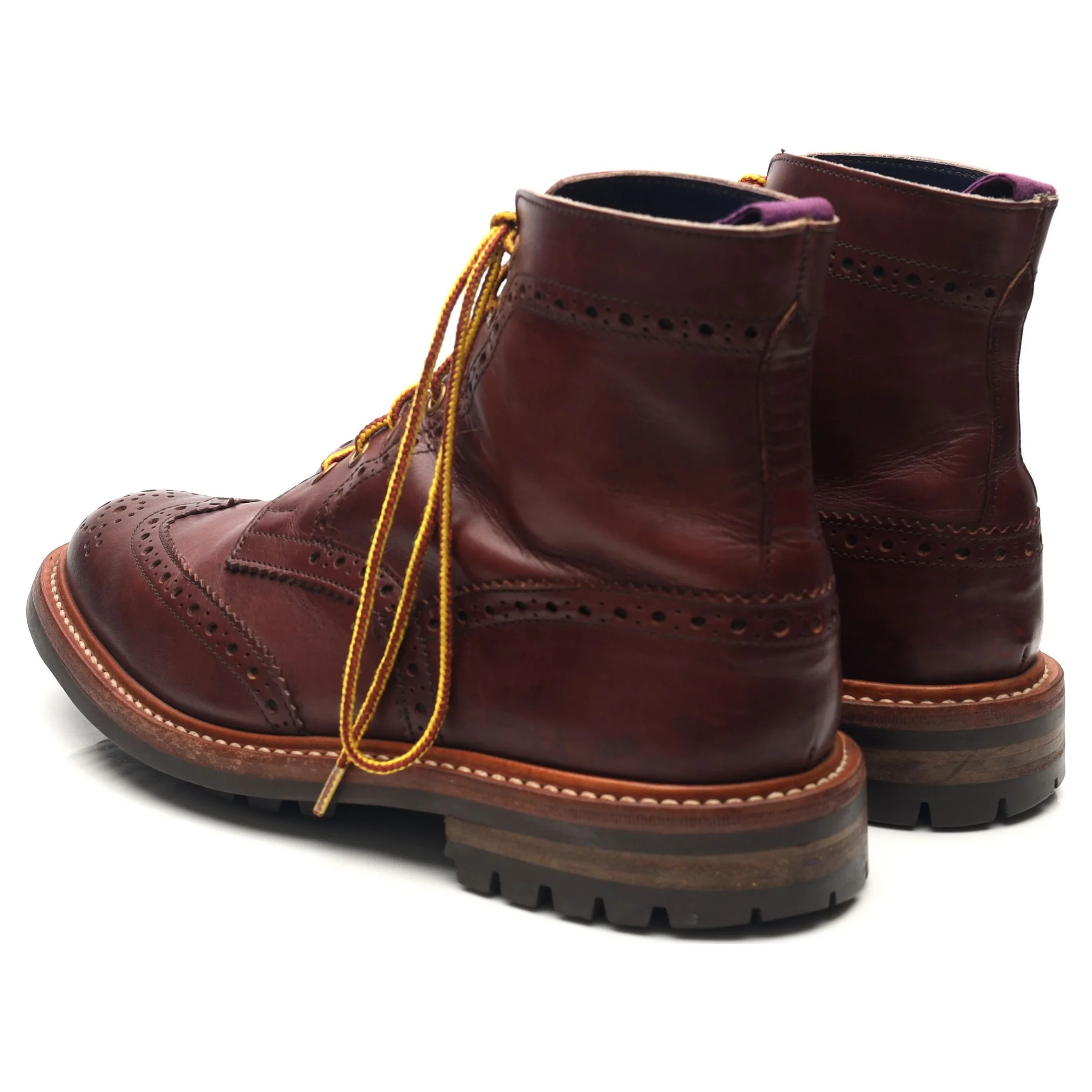 'Stow' Burgundy Leather Brogue Boots UK 7.5 - Image 3