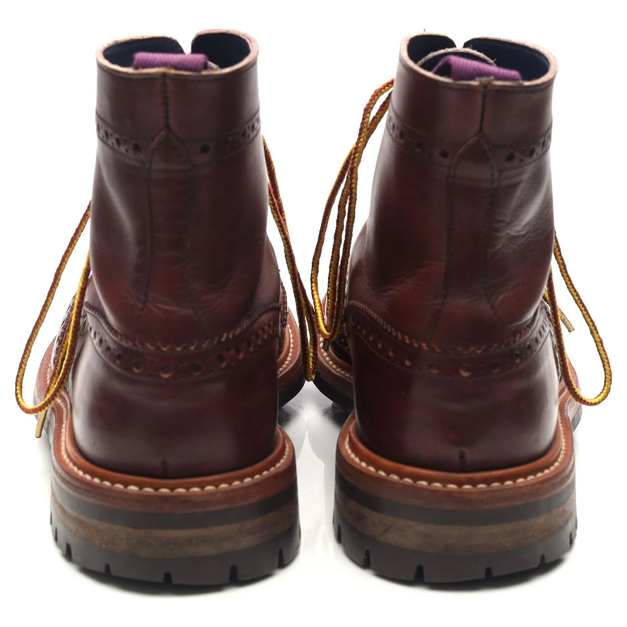 'Stow' Burgundy Leather Brogue Boots UK 7.5 - Image 4