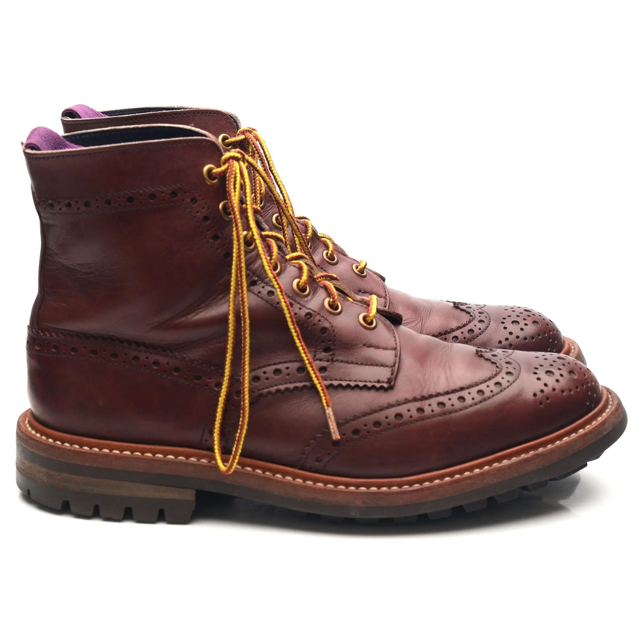 'Stow' Burgundy Leather Brogue Boots UK 7.5 - Image 6