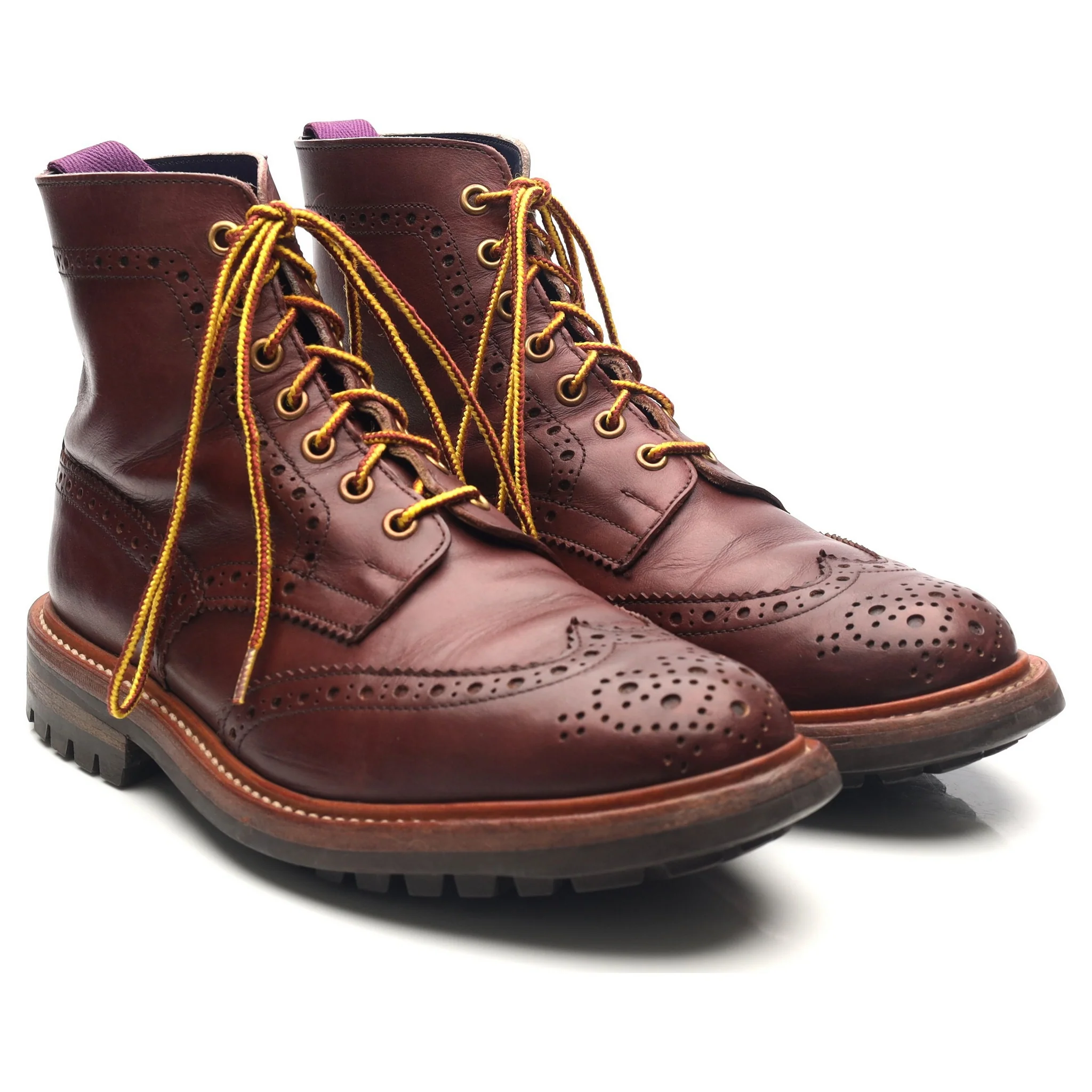 'Stow' Burgundy Leather Brogue Boots UK 7.5 - Image 7