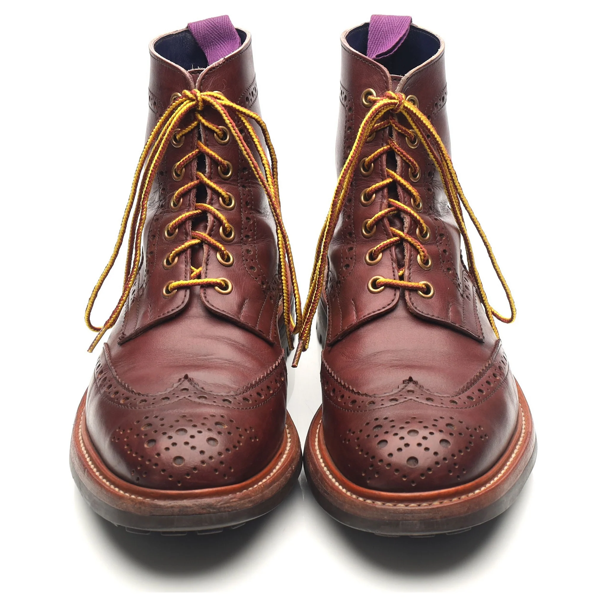 'Stow' Burgundy Leather Brogue Boots UK 7.5 - Image 9