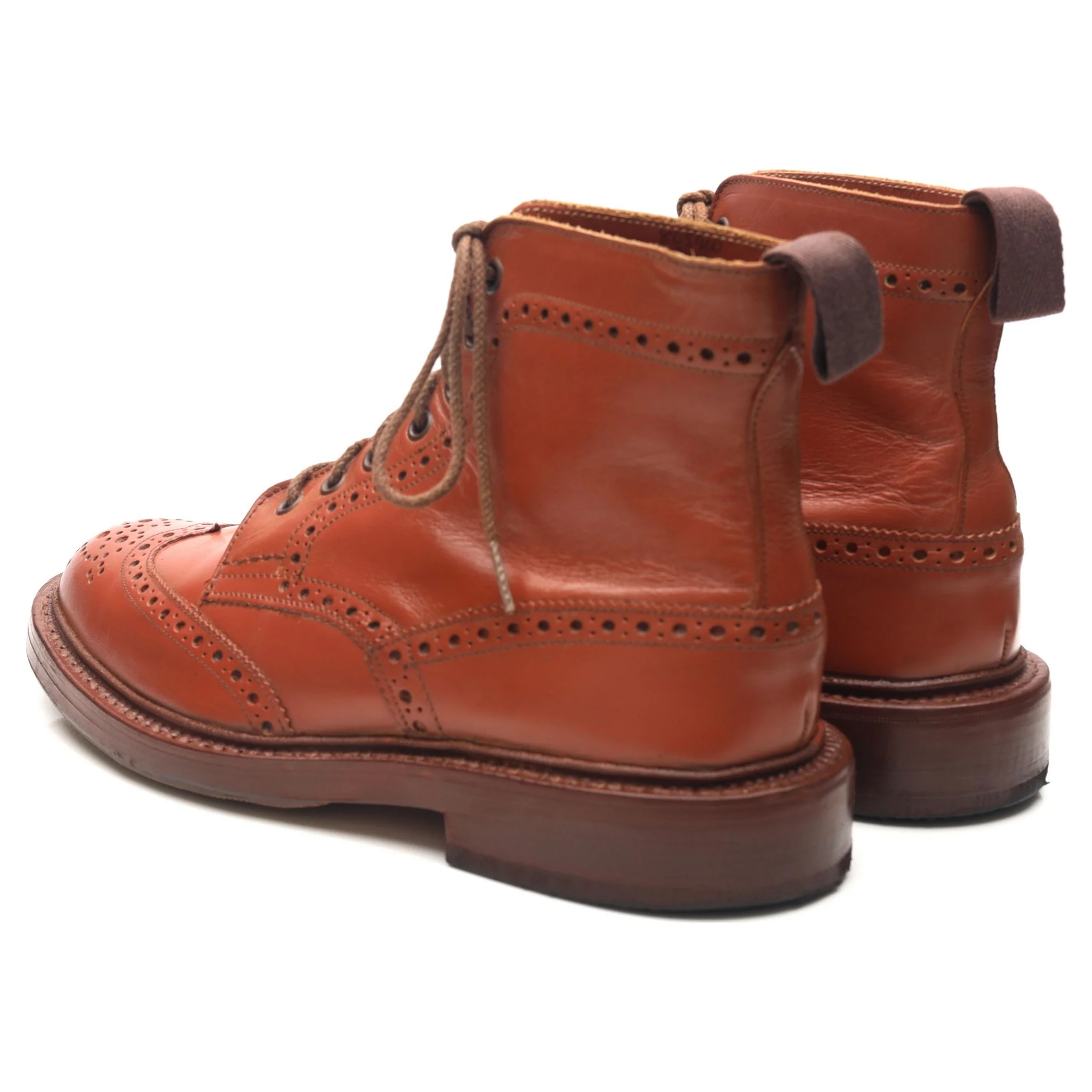 'Malton' Tan Brown Leather Brogue Boots UK 7 - Image 3
