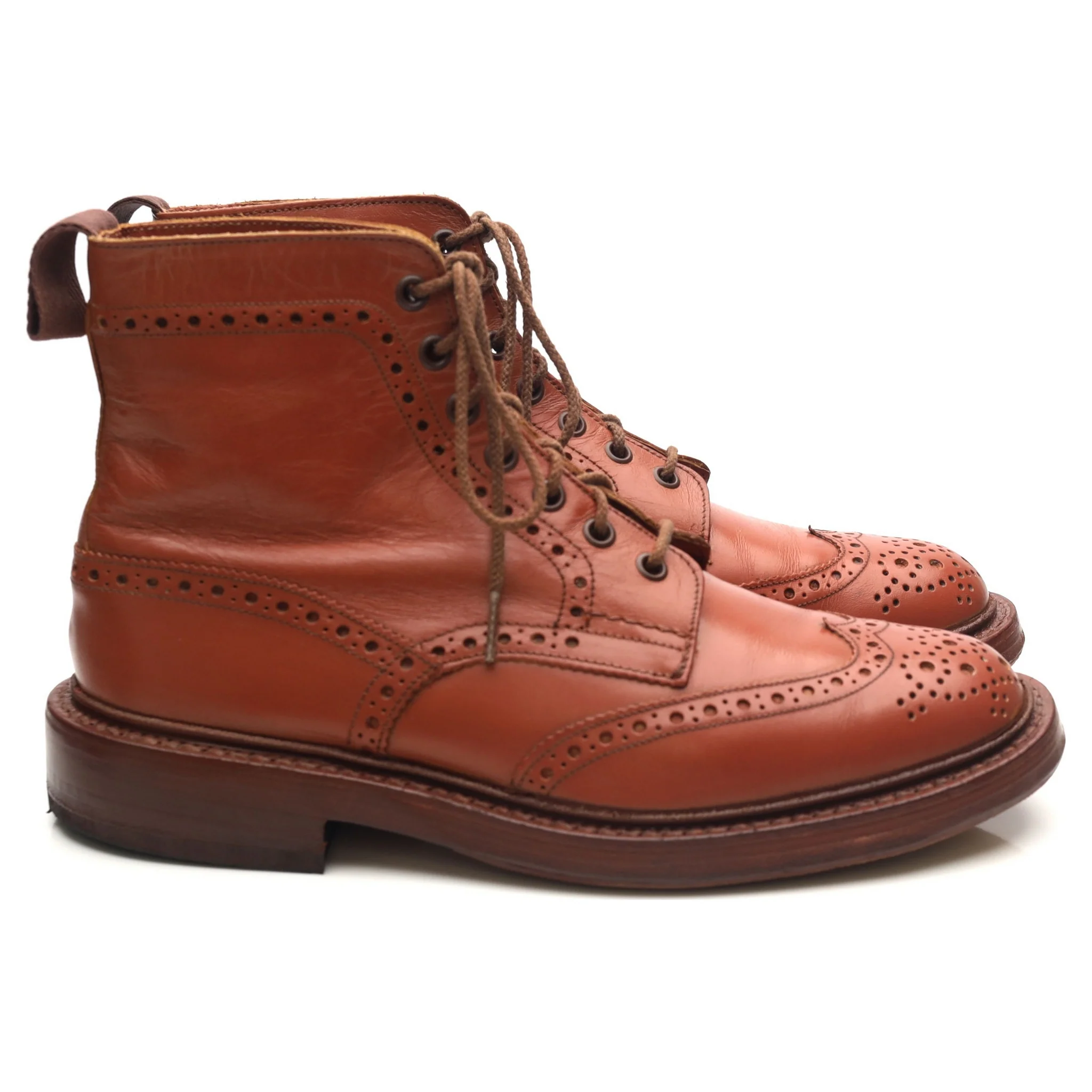 'Malton' Tan Brown Leather Brogue Boots UK 7 - Image 6