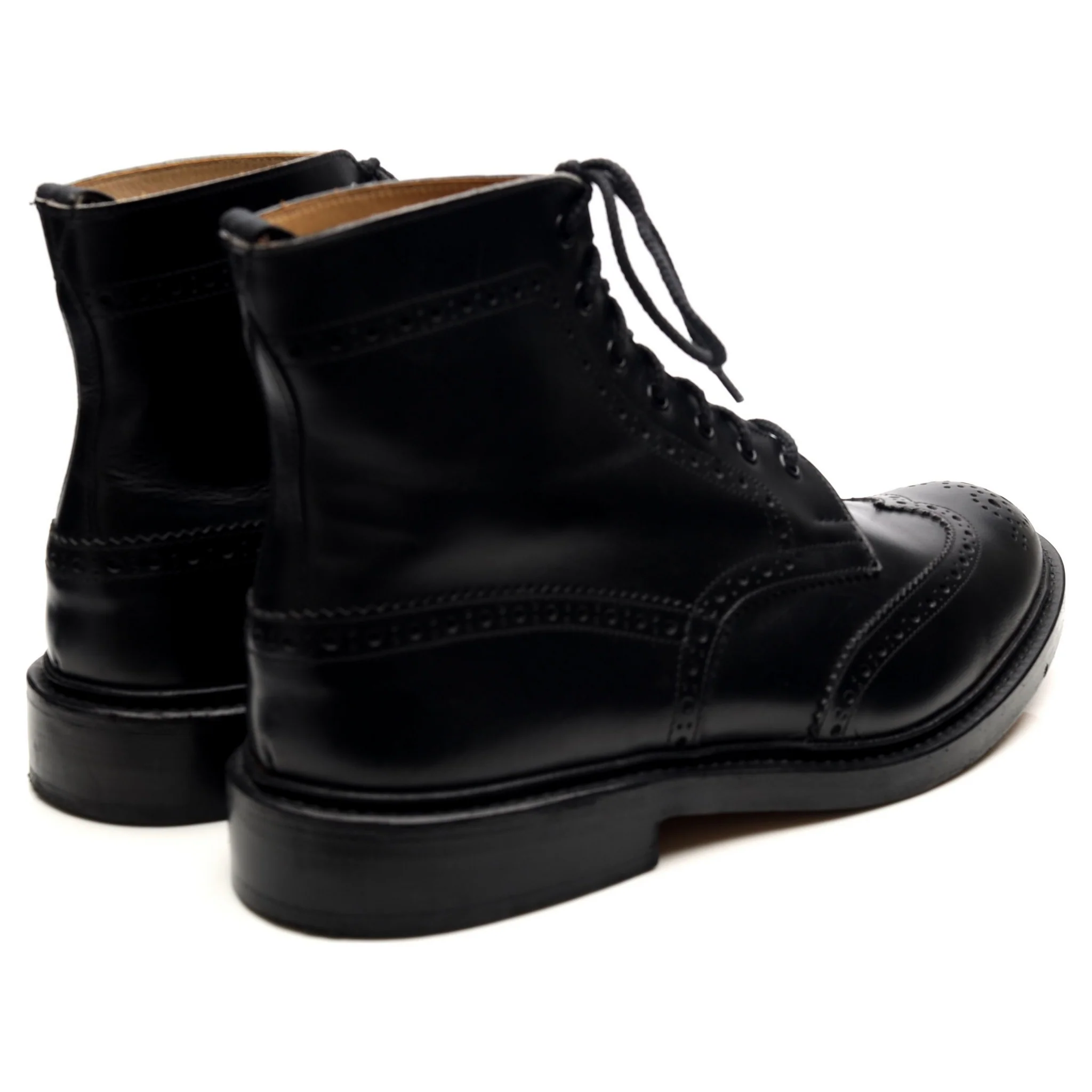 'Stow' Black Leather Brogue Boots UK 11.5 - Image 5