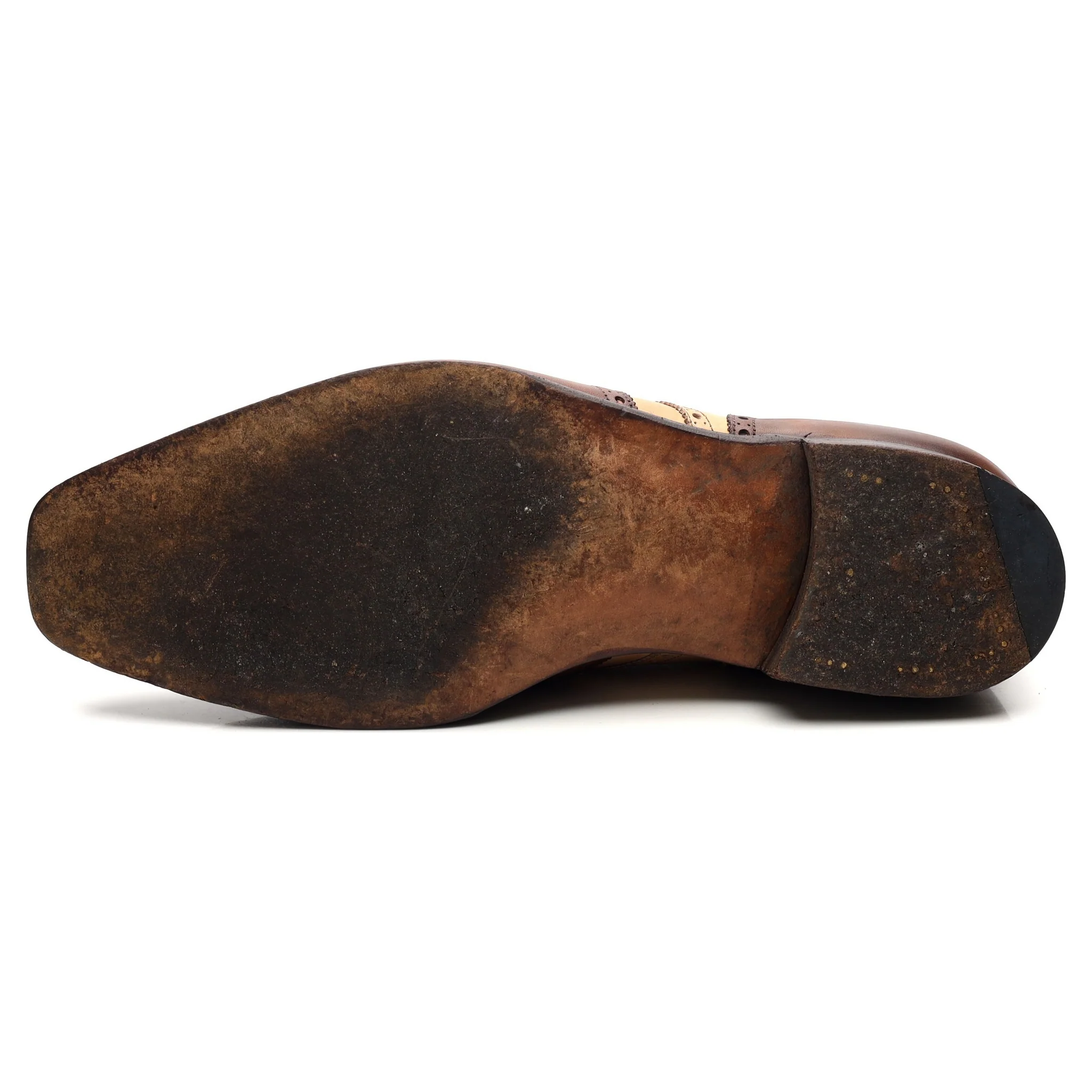 Brown Cream Two Tone Leather Derby Brogues UK 10 G - Image 10