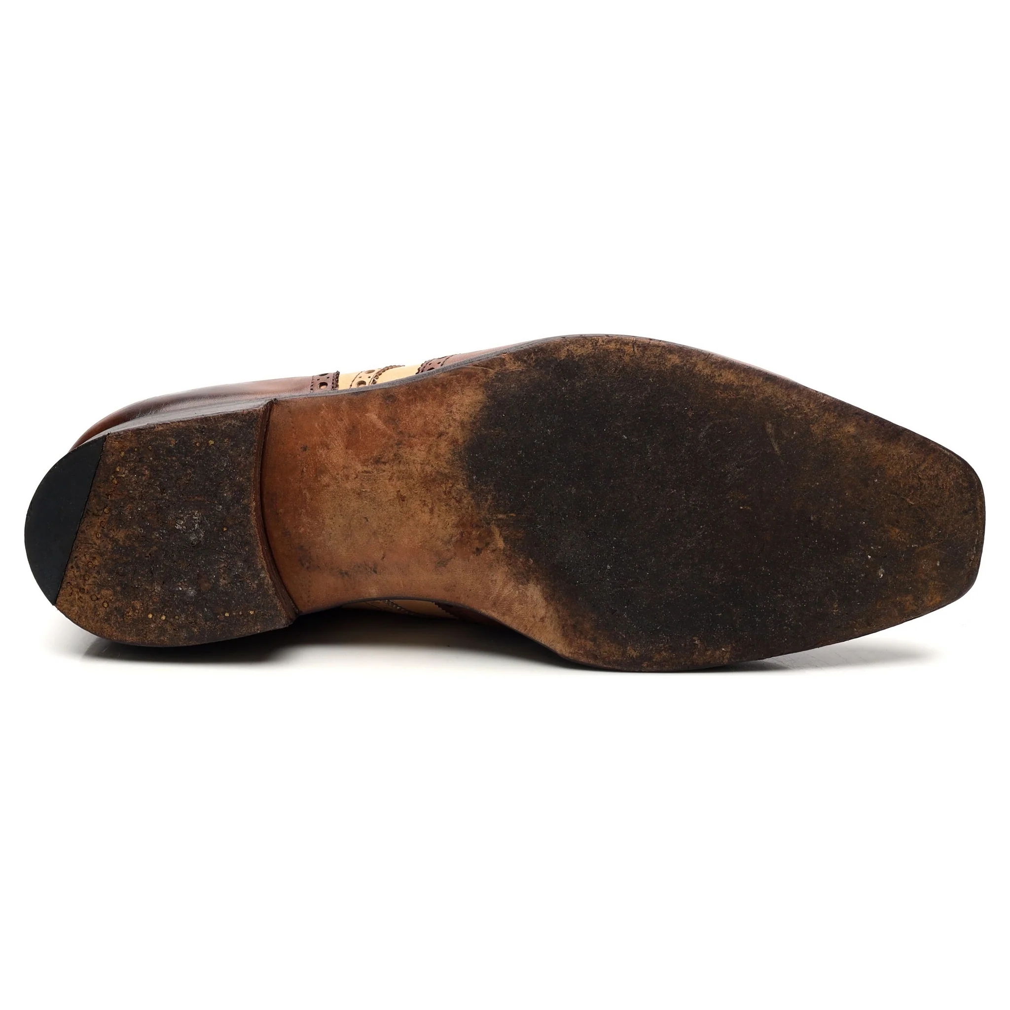Brown Cream Two Tone Leather Derby Brogues UK 10 G - Image 11