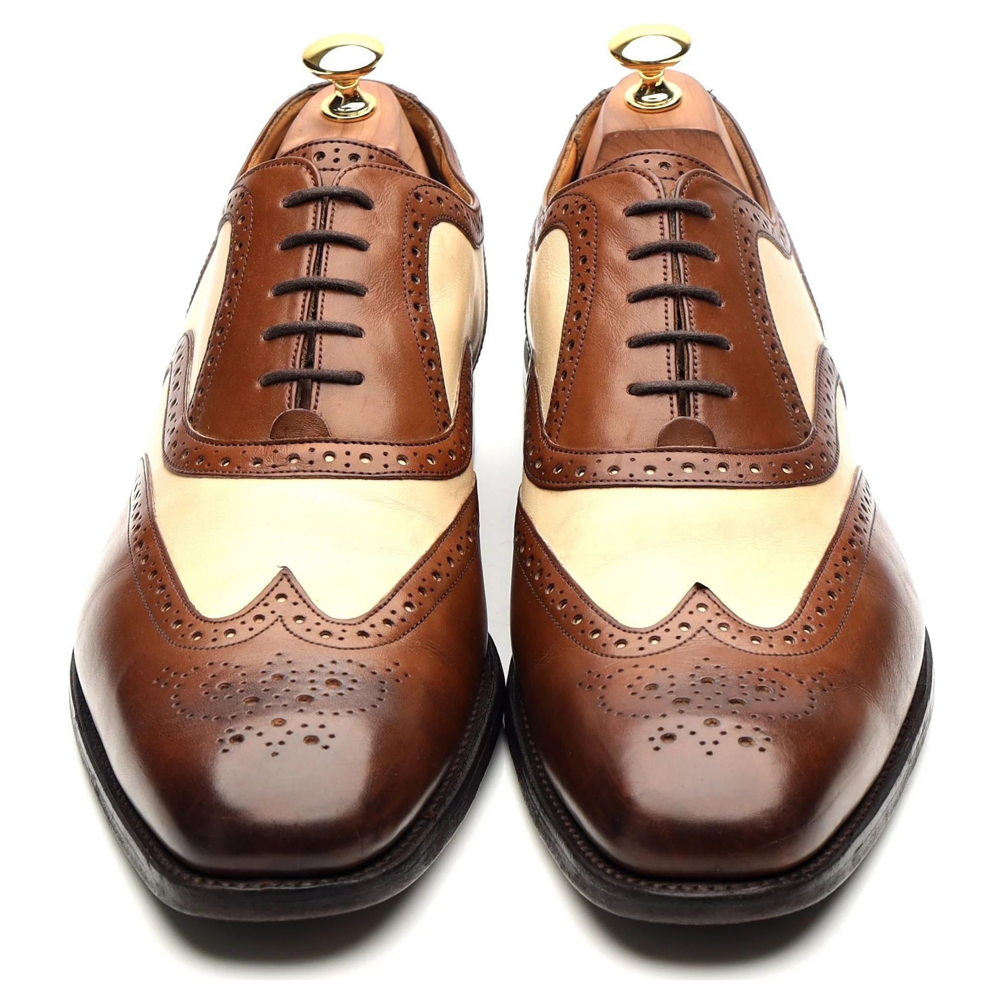 'Cambridge' Brown Beige Two Tone Leather Brogues UK 9.5 FX - Image 9