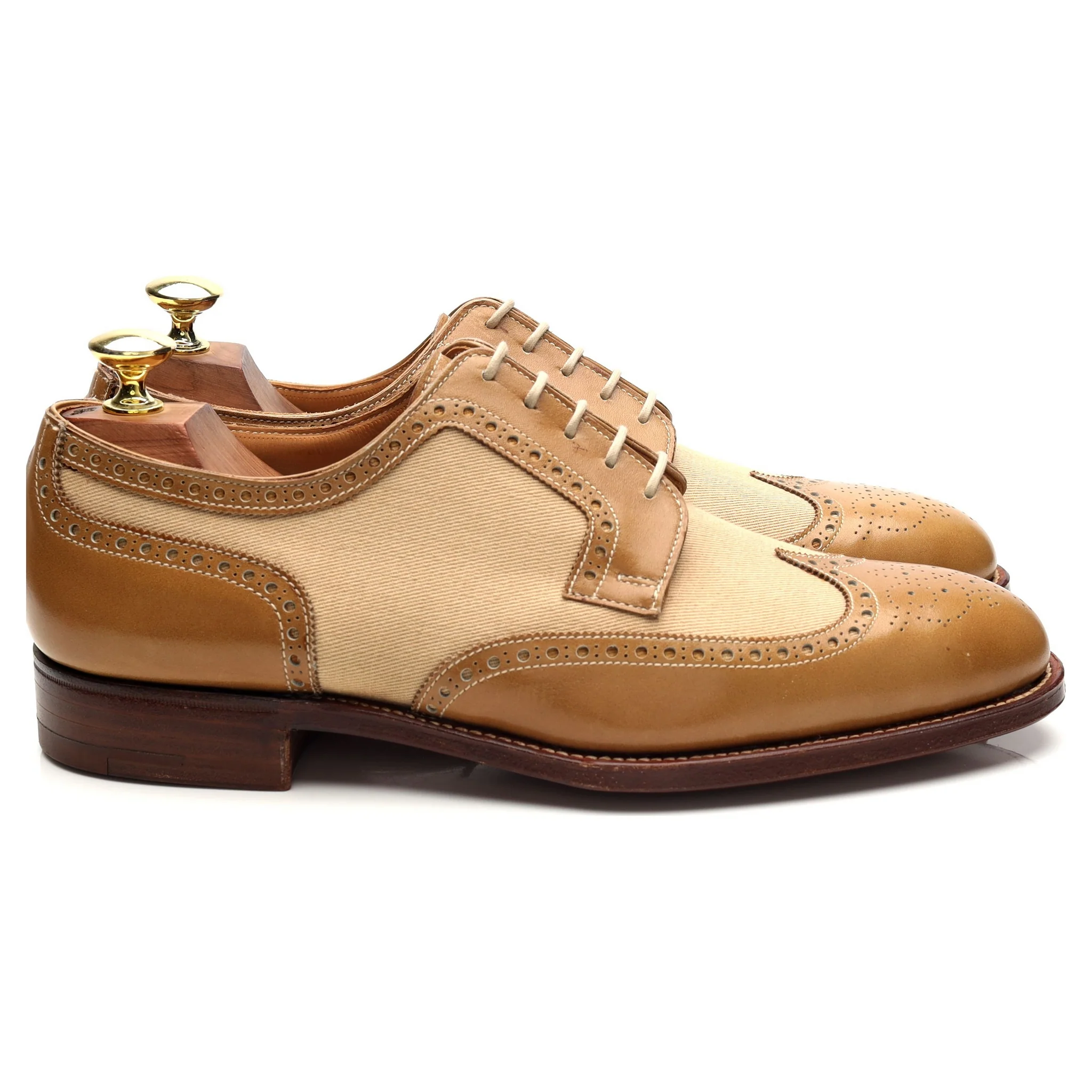 'Havant 2' Light Tan Brown Leather Spectator Derby Brogues UK 7.5 E