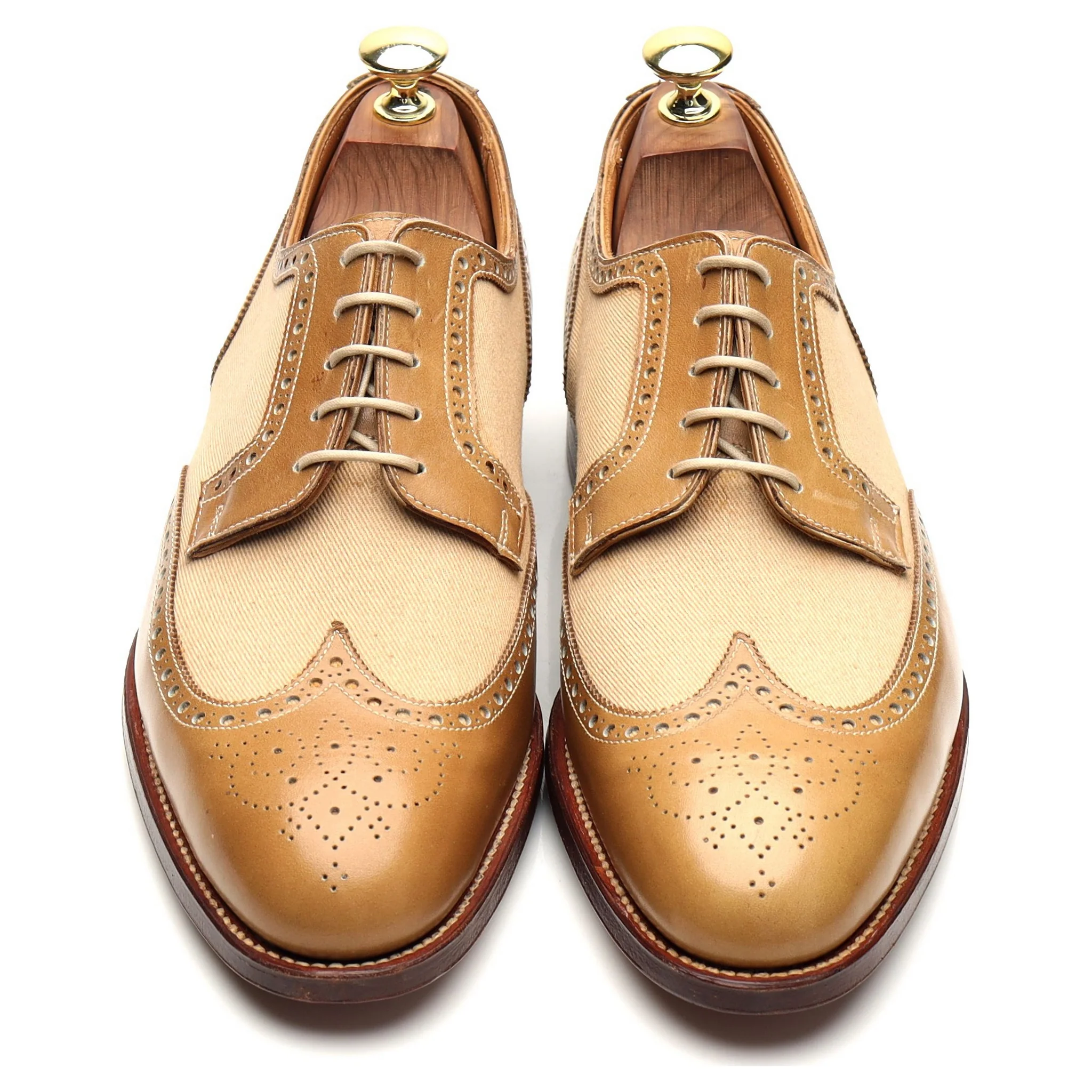 'Havant 2' Light Tan Brown Leather Spectator Derby Brogues UK 7.5 E - Image 2