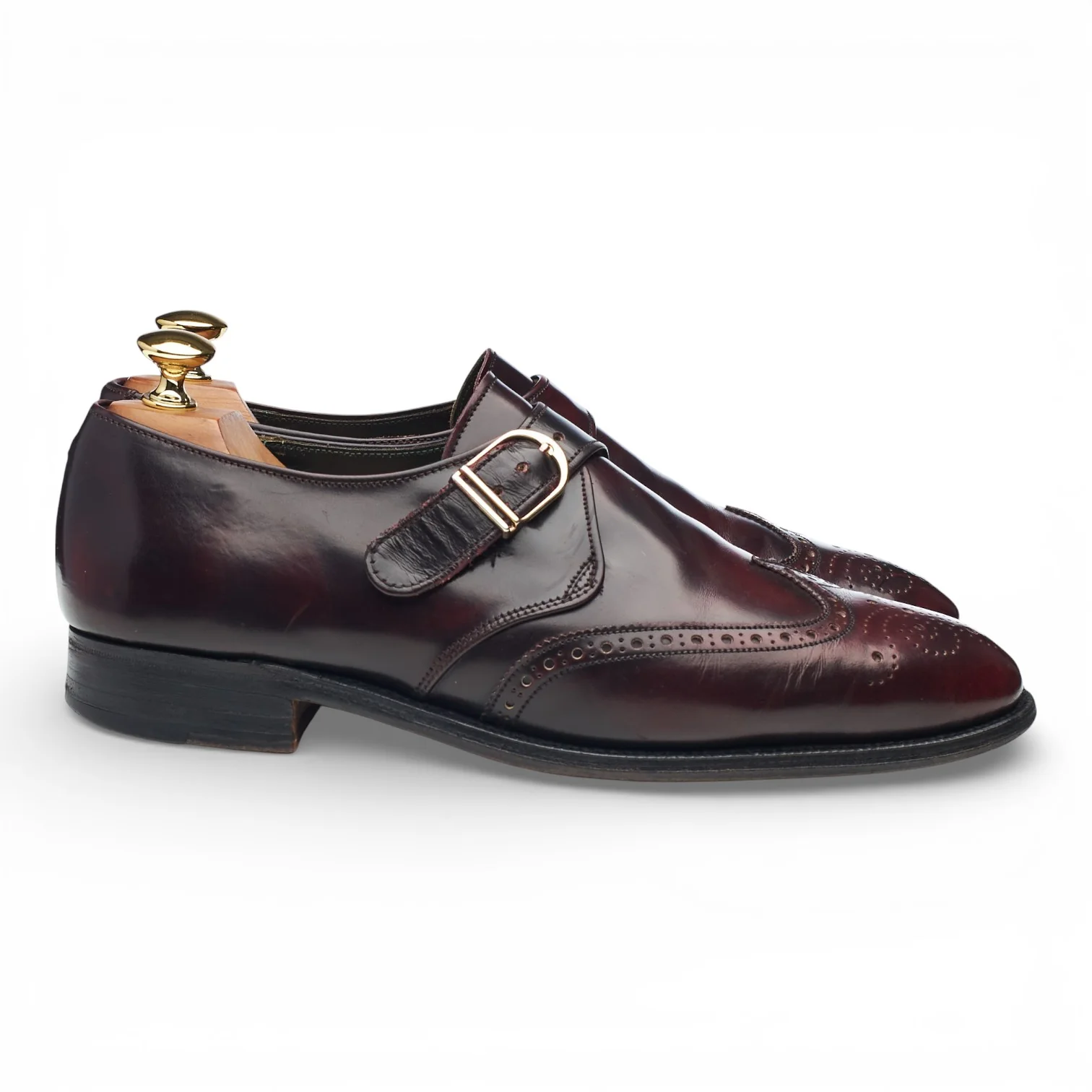 Vintage 'Denham' Burgundy Leather Monk Strap UK 7 F