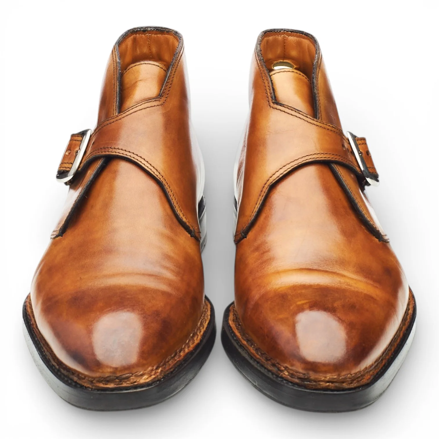 'Visionario' Tan Brown Leather Monk Strap Boots UK 9.5 - Image 2