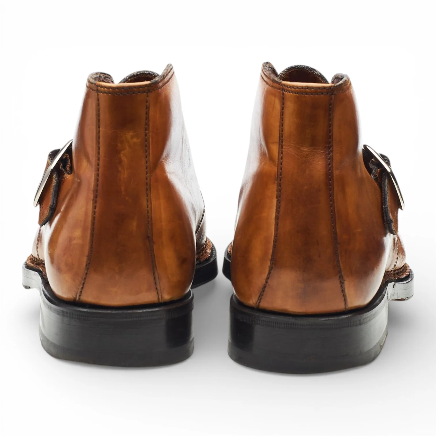 'Visionario' Tan Brown Leather Monk Strap Boots UK 9.5 - Image 4