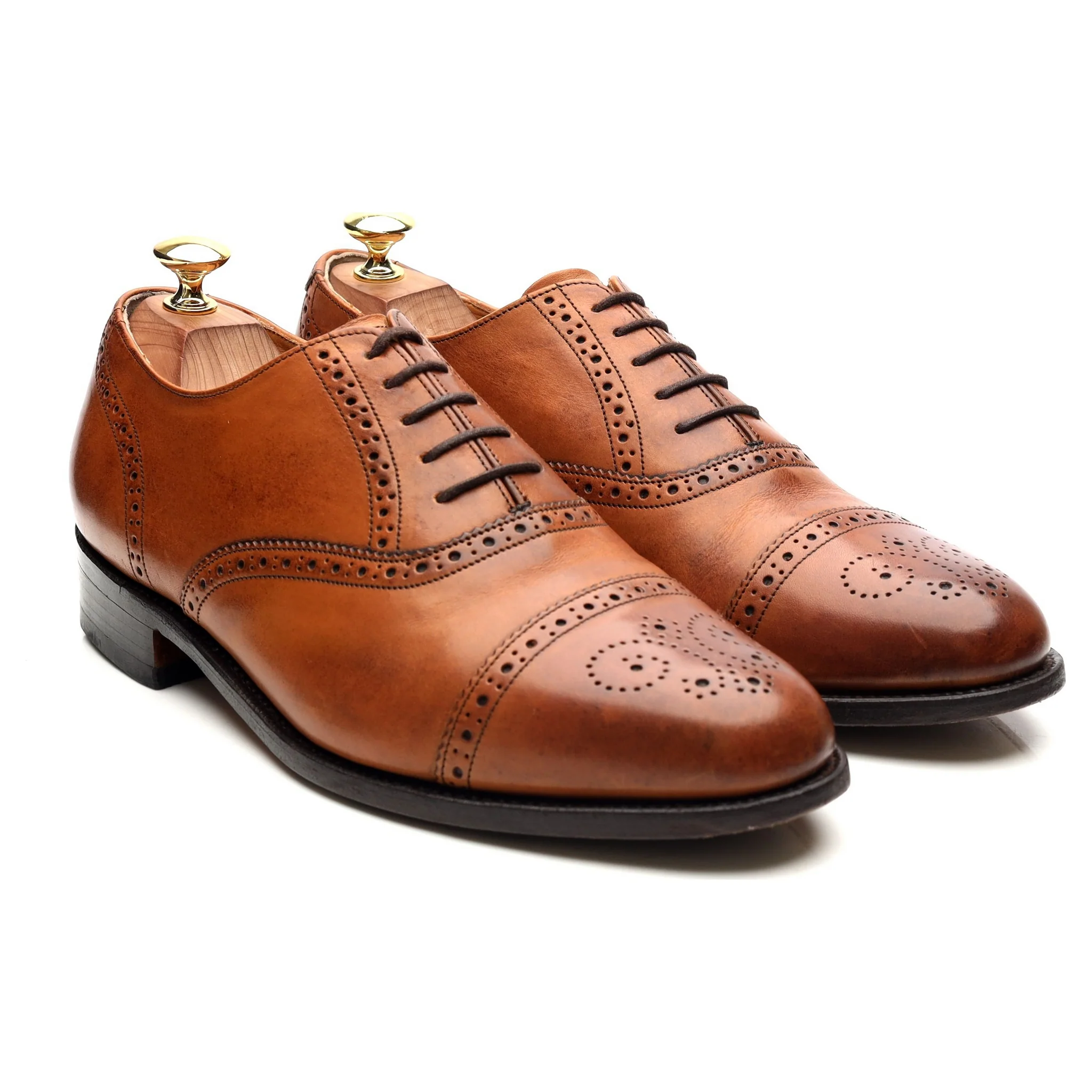 'Wallace' Tan Brown Leather Oxford Semi Brogues UK 8 G - Image 7
