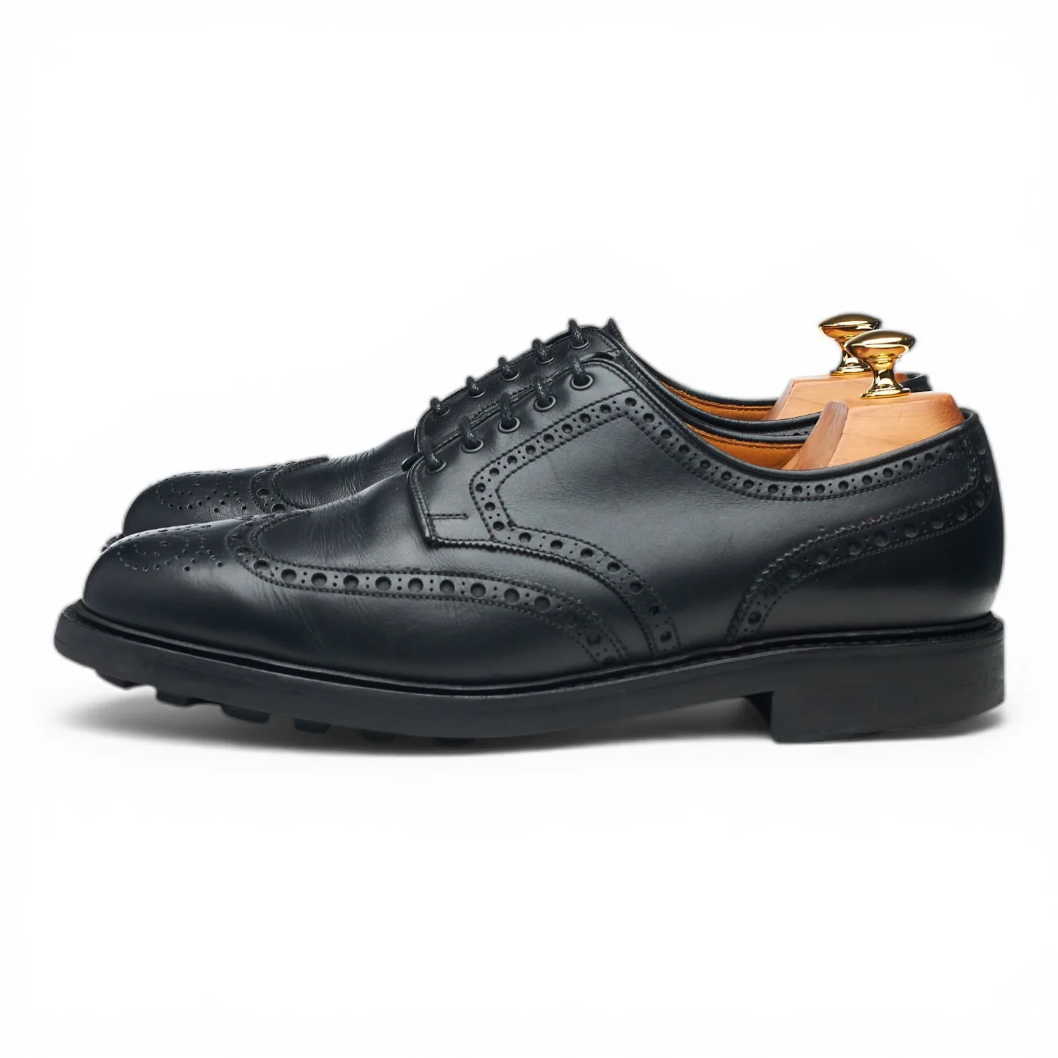 'Warwick' Black Leather Derby Brogues UK 9 F - Image 3